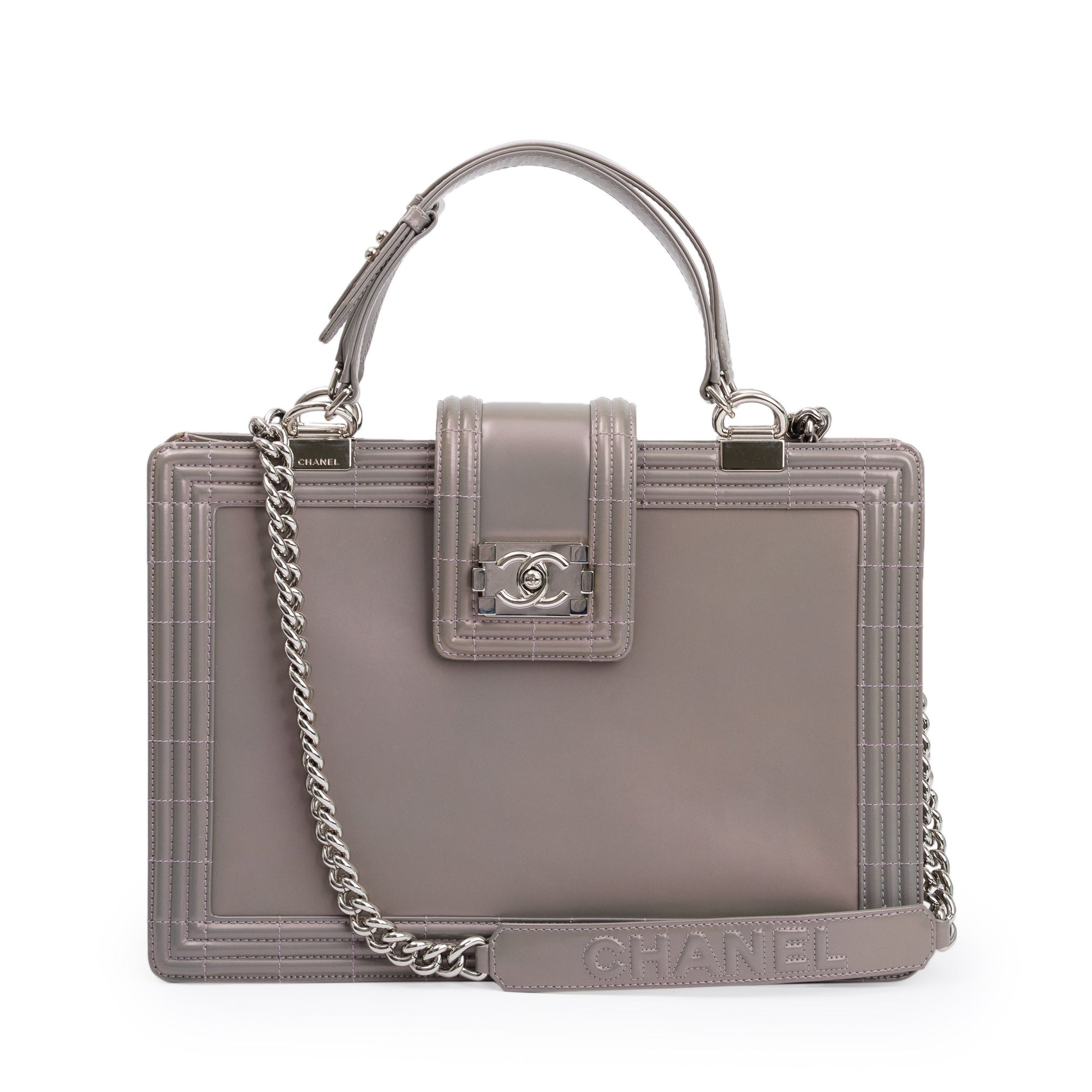Chanel Iridescent Patent Reverso Boy Shopping Leather Travel Bag Shopping Tote