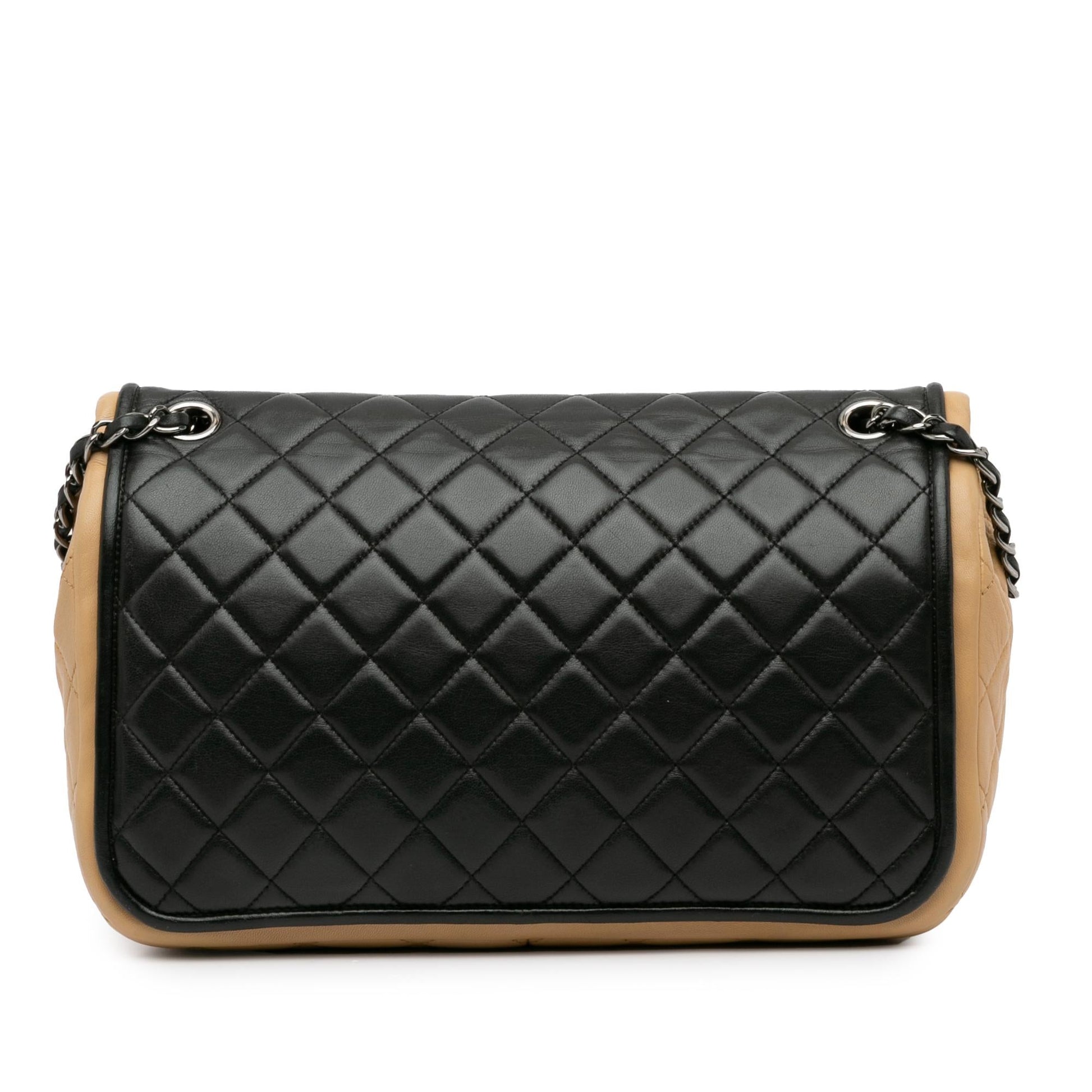 Chanel Jumbo Classic Bicolor Lambskin Twist Flap Handbag