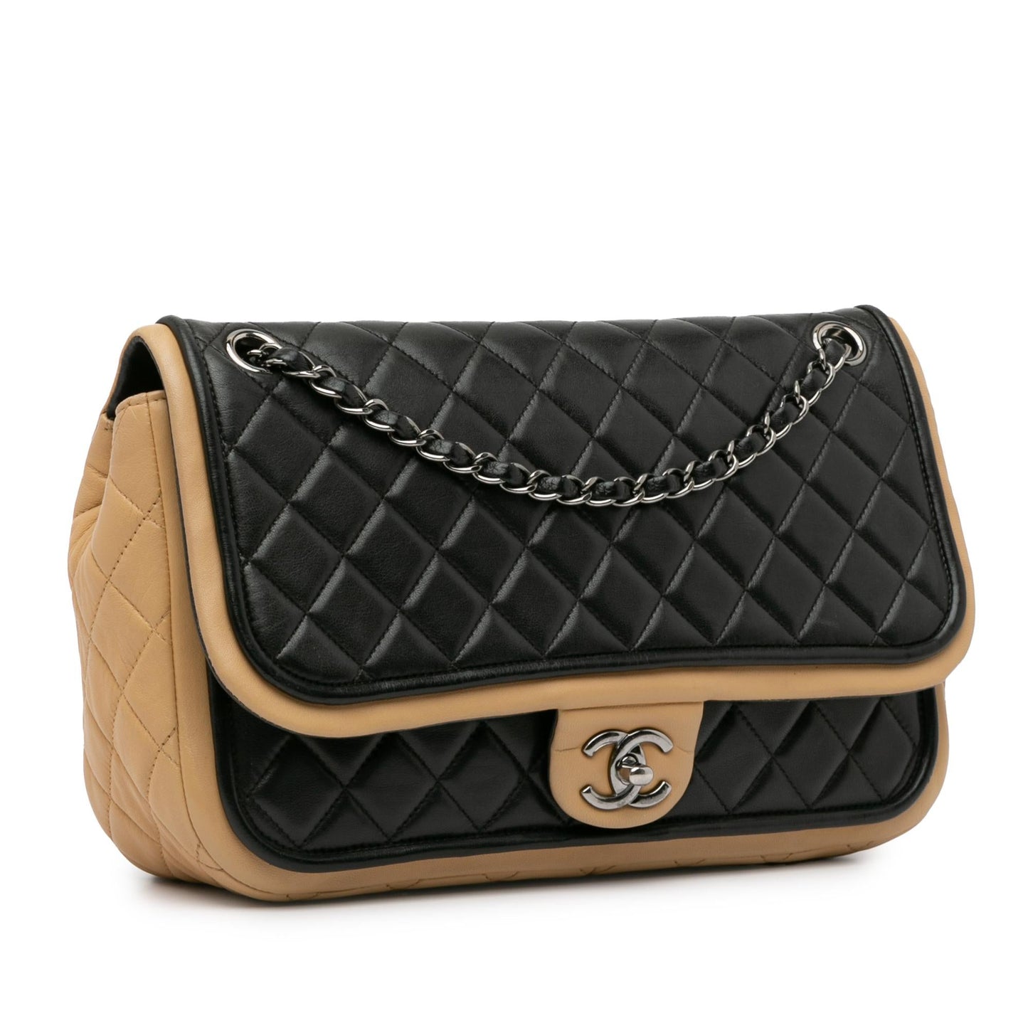 Chanel Jumbo Classic Bicolor Lambskin Twist Flap Handbag