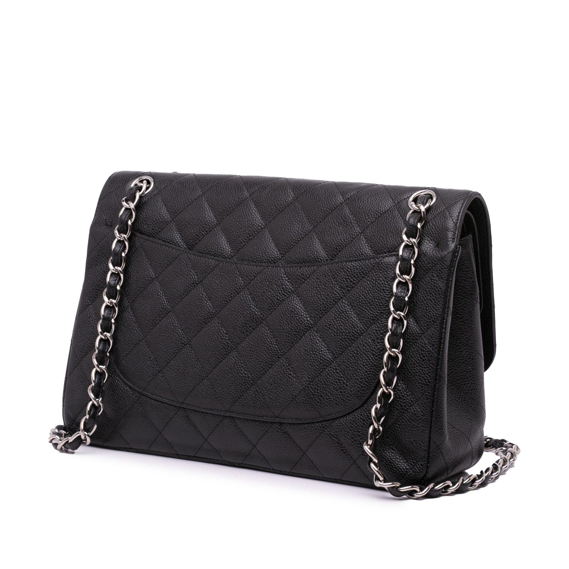 Chanel Jumbo Classic Caviar Double Flap Handbag Flap 3