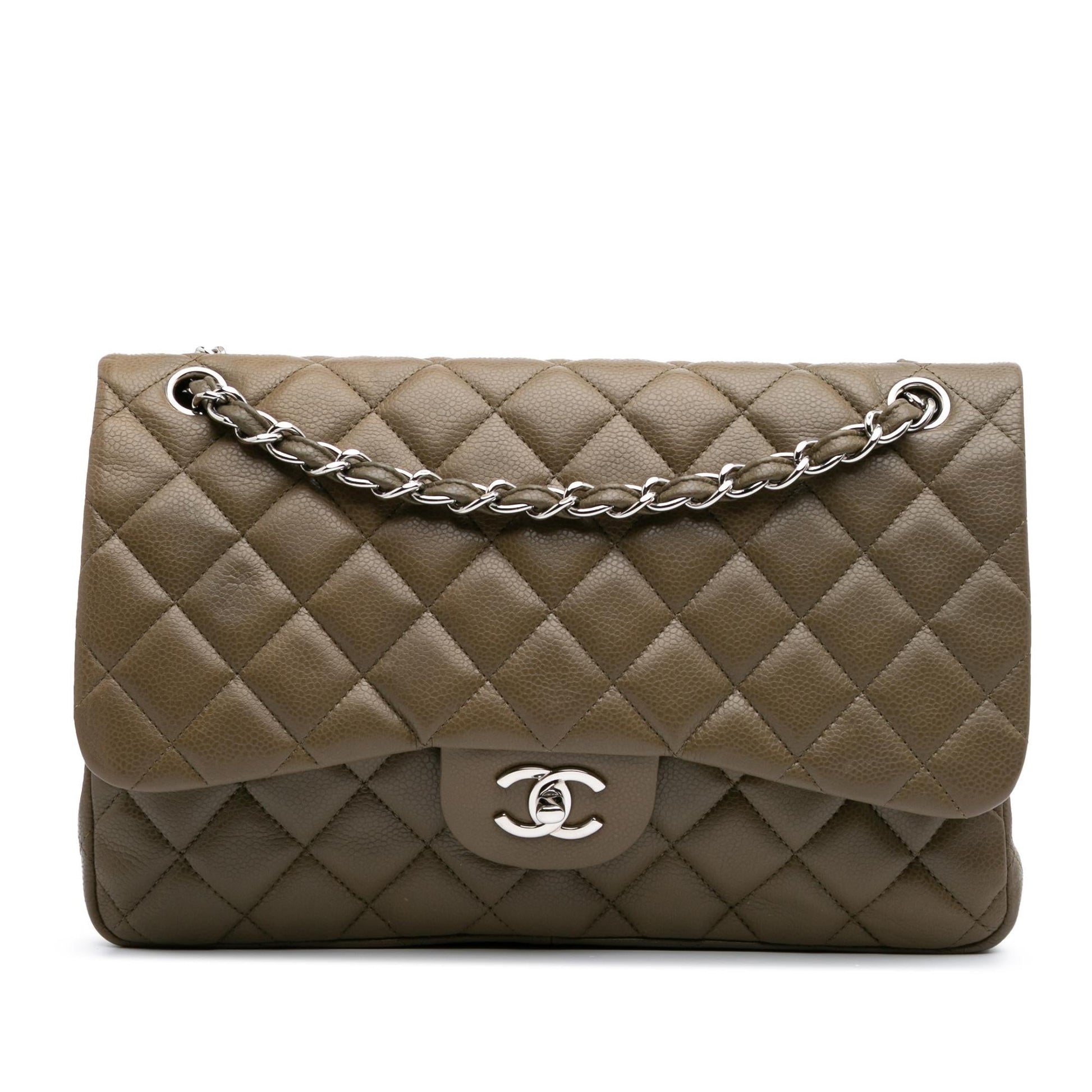 Chanel Jumbo Classic Caviar Double Flap Handbag Flap 9