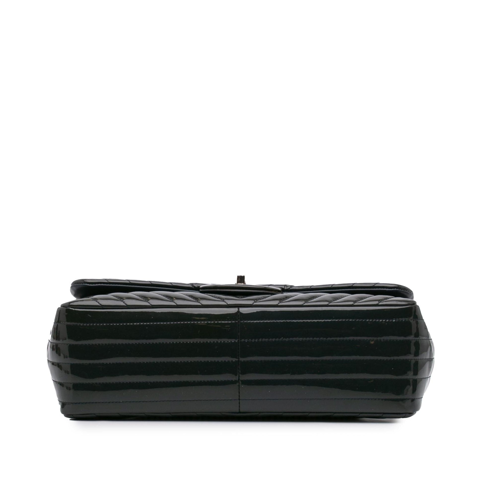 Chanel Jumbo Classic Chevron Patent Double Flap Handbag Flap 1
