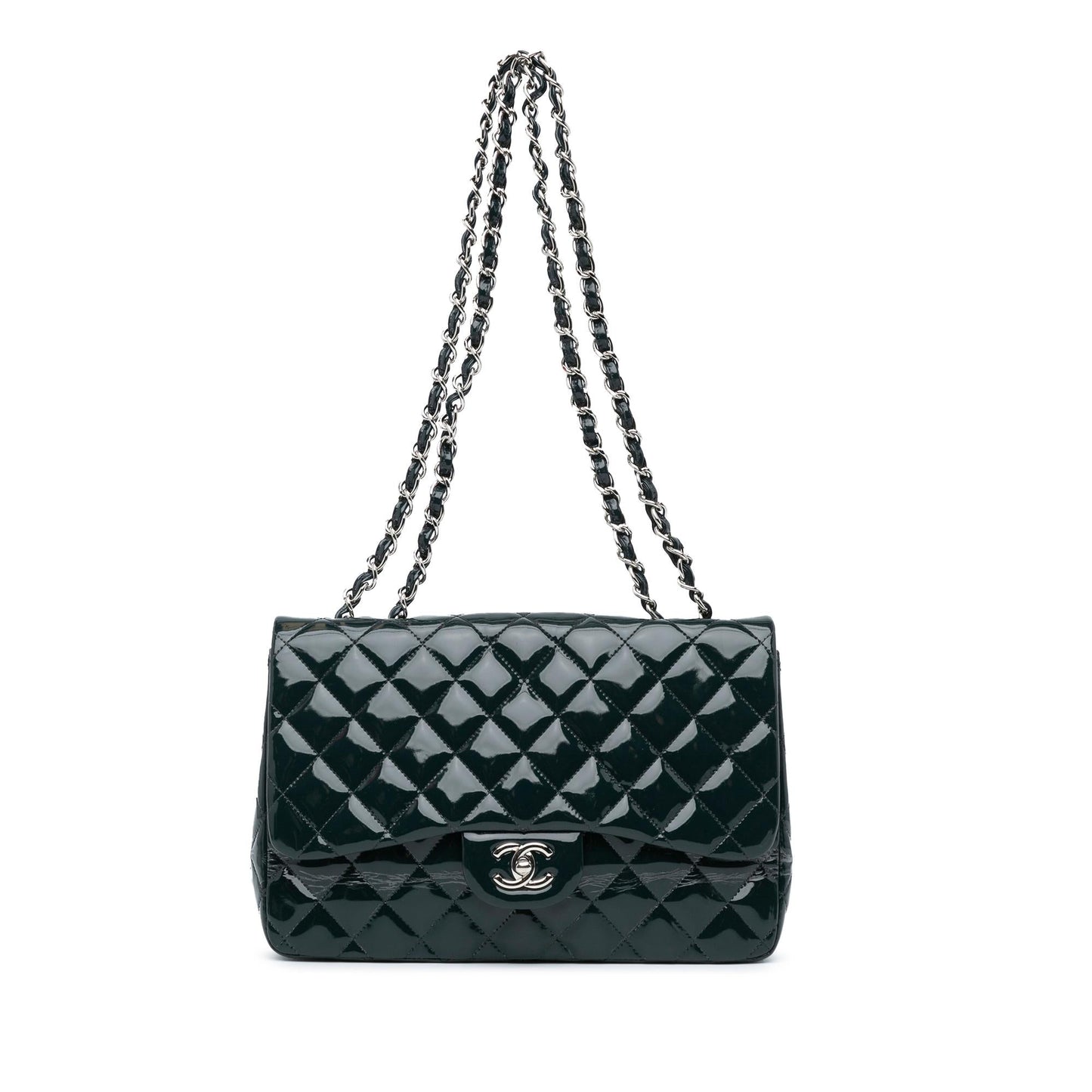 Chanel Jumbo Classic Patent Double Flap Handbag Flap 9