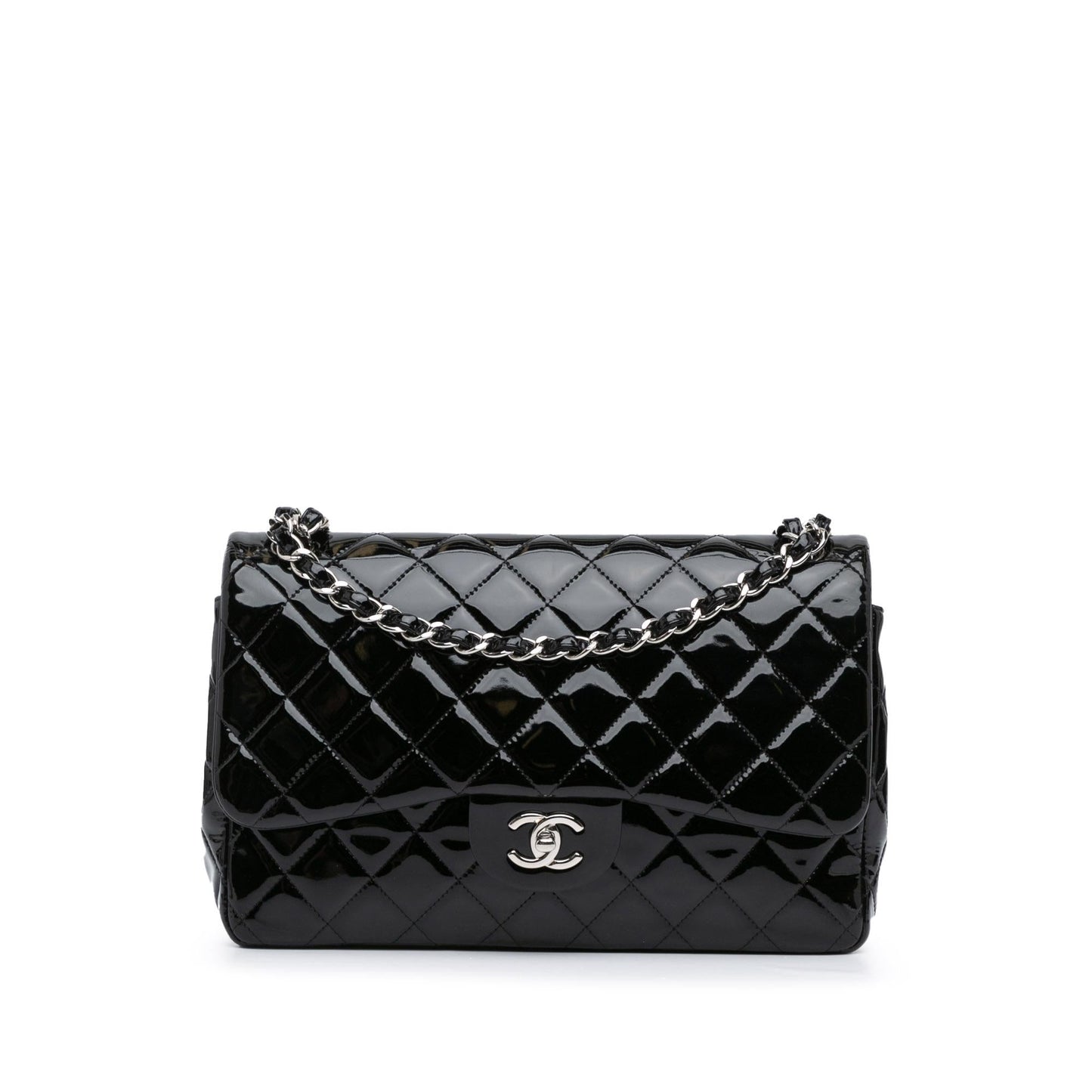 Chanel Jumbo Classic Patent Double Flap Handbag Flap 10