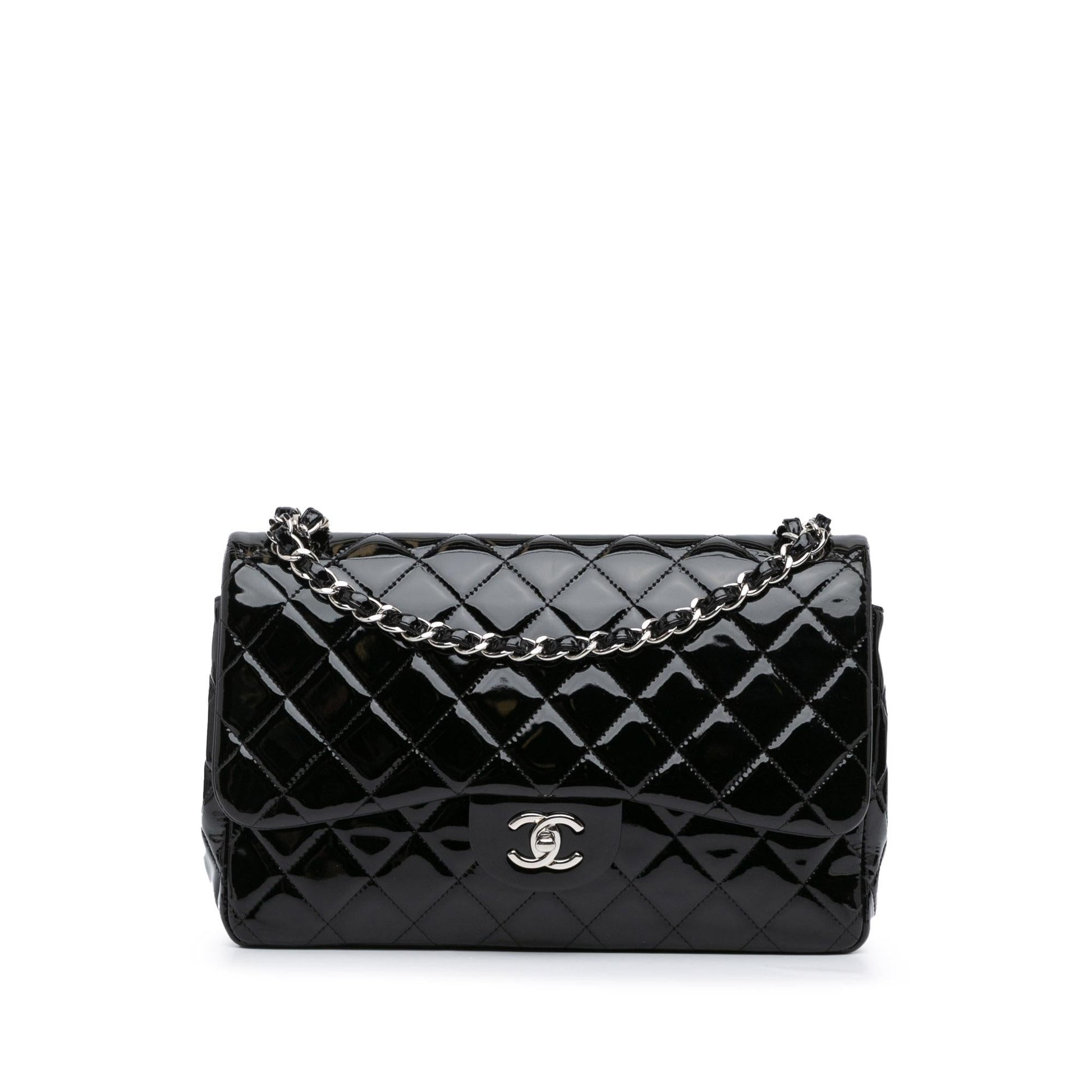 Chanel Jumbo Classic Patent Double Flap Handbag Flap 10