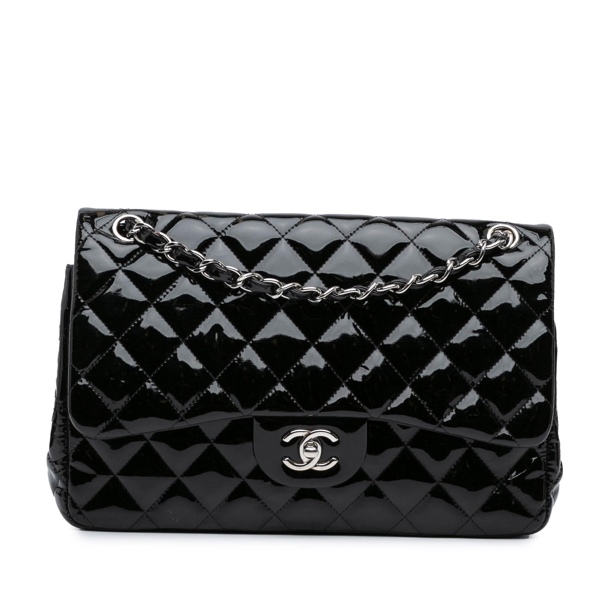 Chanel Jumbo Classic Patent Double Flap Handbag Flap 11