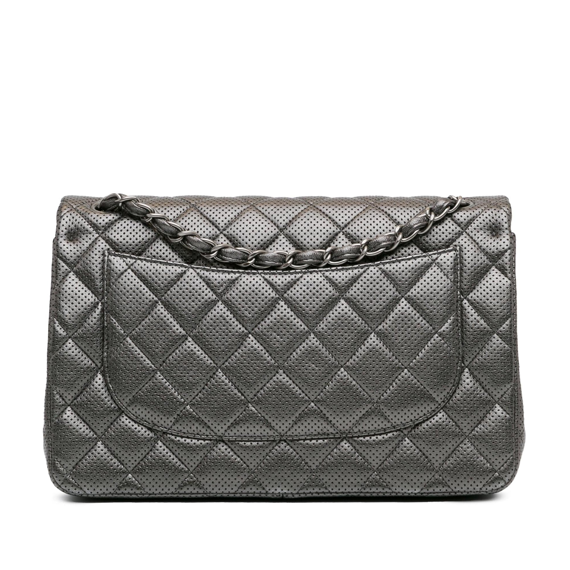 Chanel Jumbo Classic Perforated Lambskin Double Flap Handbag