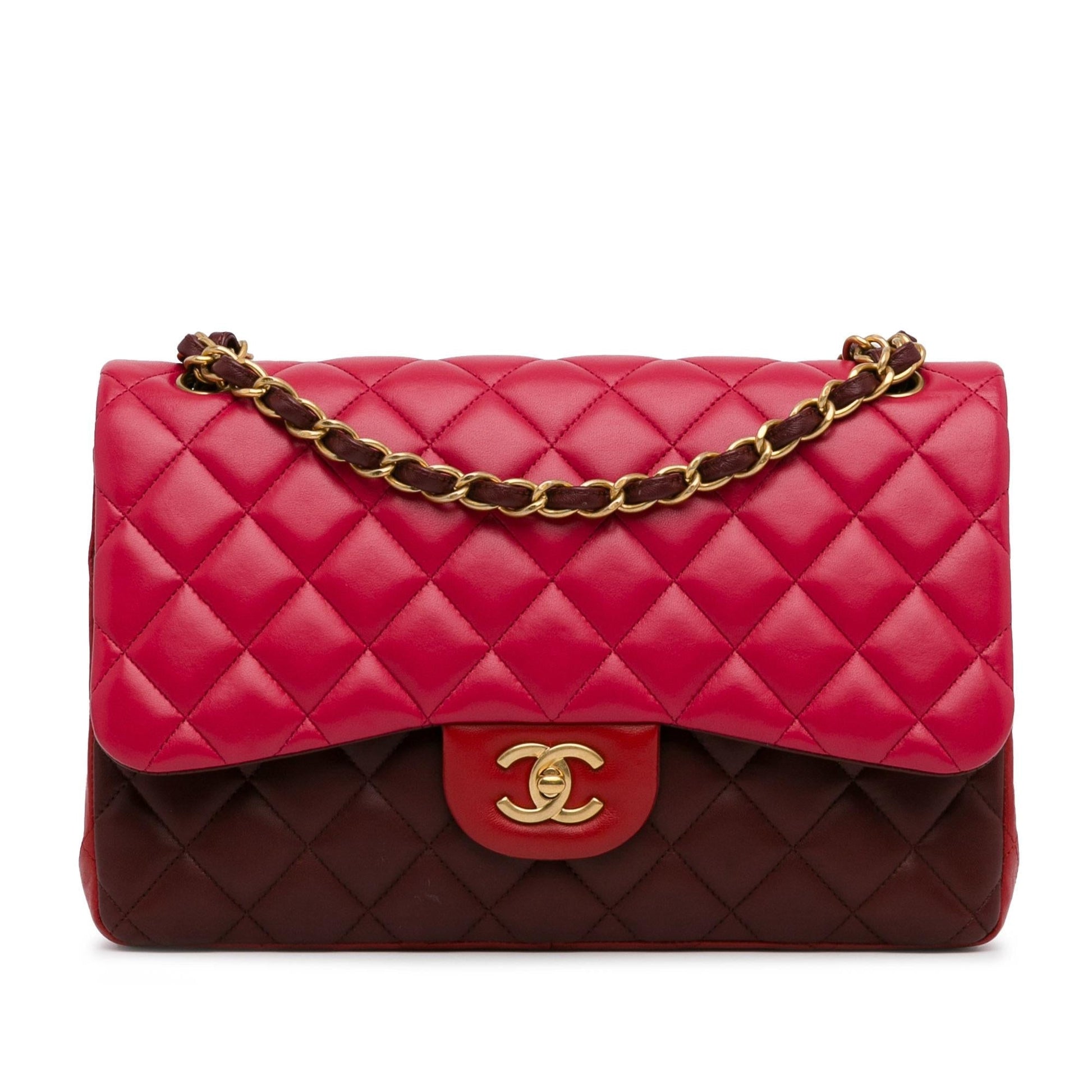 Chanel Jumbo Classic Tricolor Lambskin Double Flap Handbag