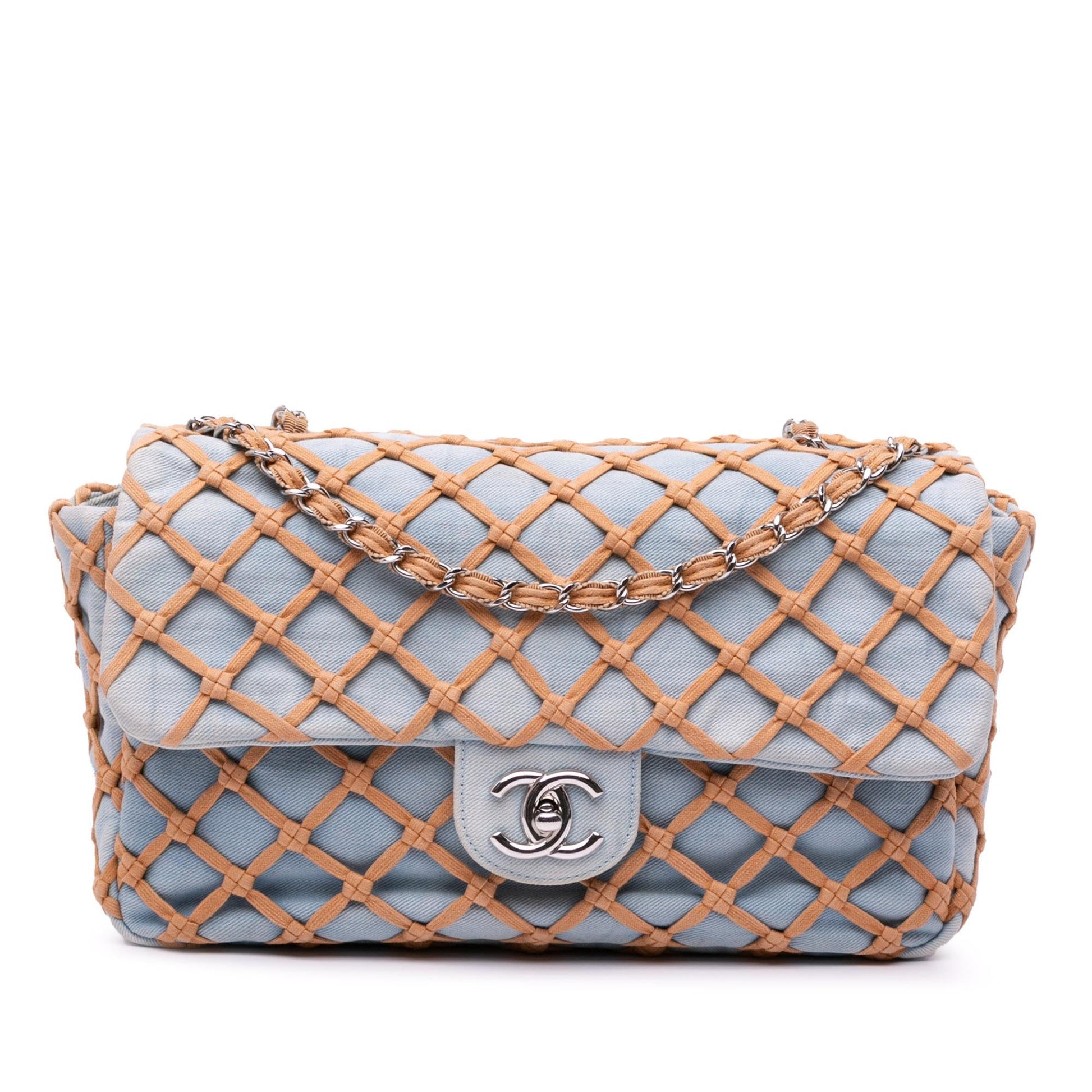 Chanel Jumbo Denim Canebiers Net Flap Handbag Flap 1