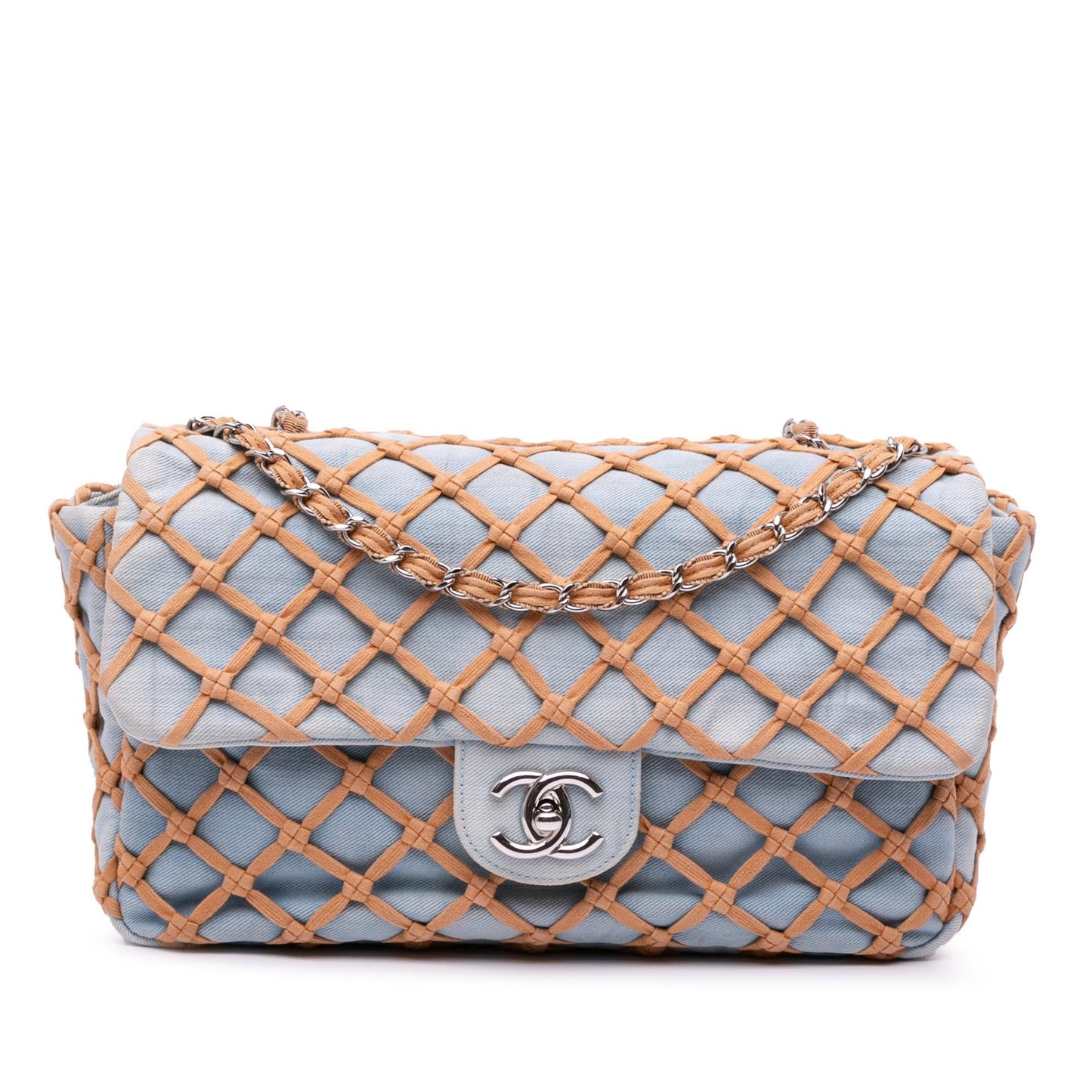 Chanel Jumbo Denim Canebiers Net Flap Handbag Flap 2