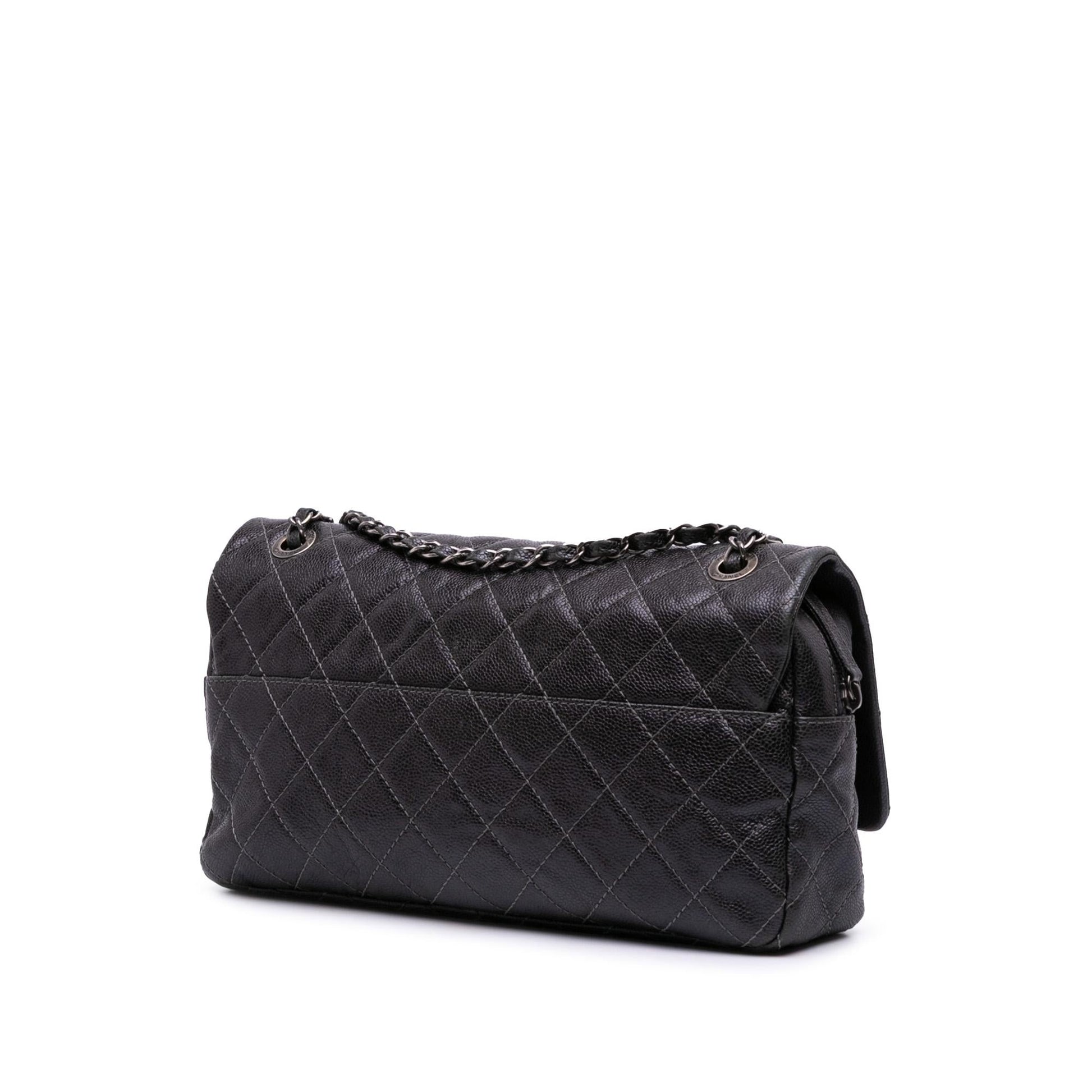 Chanel Jumbo Quilted Iridescent Caviar Easy Flap Handbag Flap 2