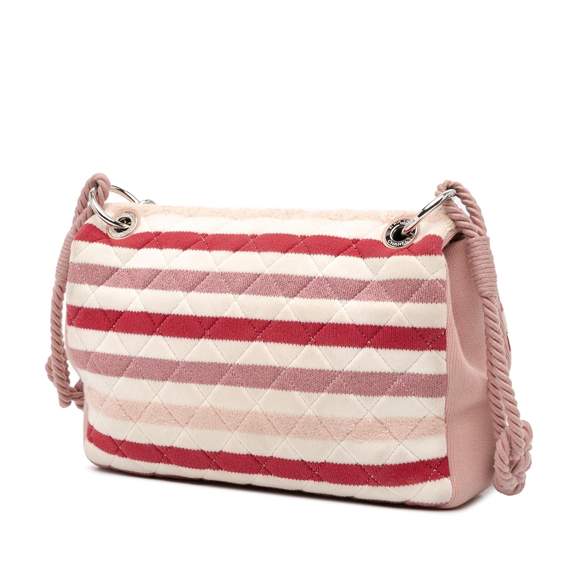 Chanel Jumbo Stripe Jersey Felt Rope Flap Handbag Flap 1