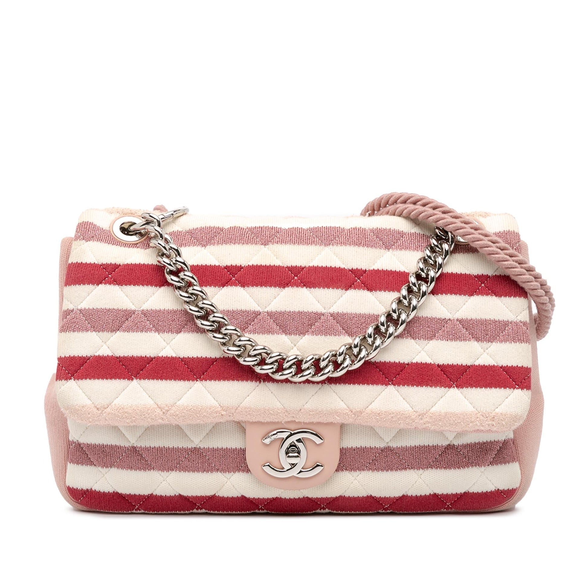 Chanel Jumbo Stripe Jersey Felt Rope Flap Handbag Flap 2