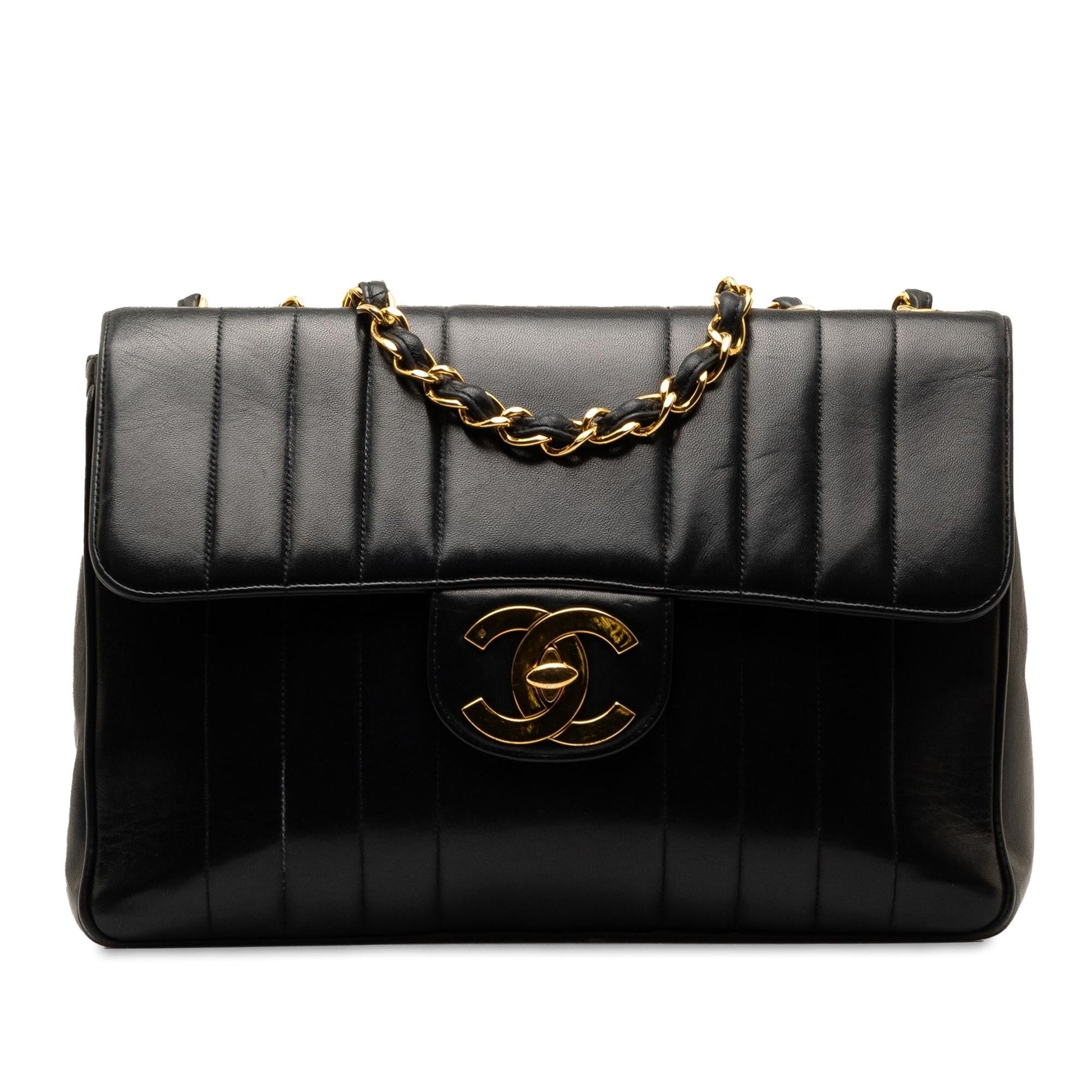 Chanel Jumbo Vertical Quilt Lambskin Single Flap Handbag