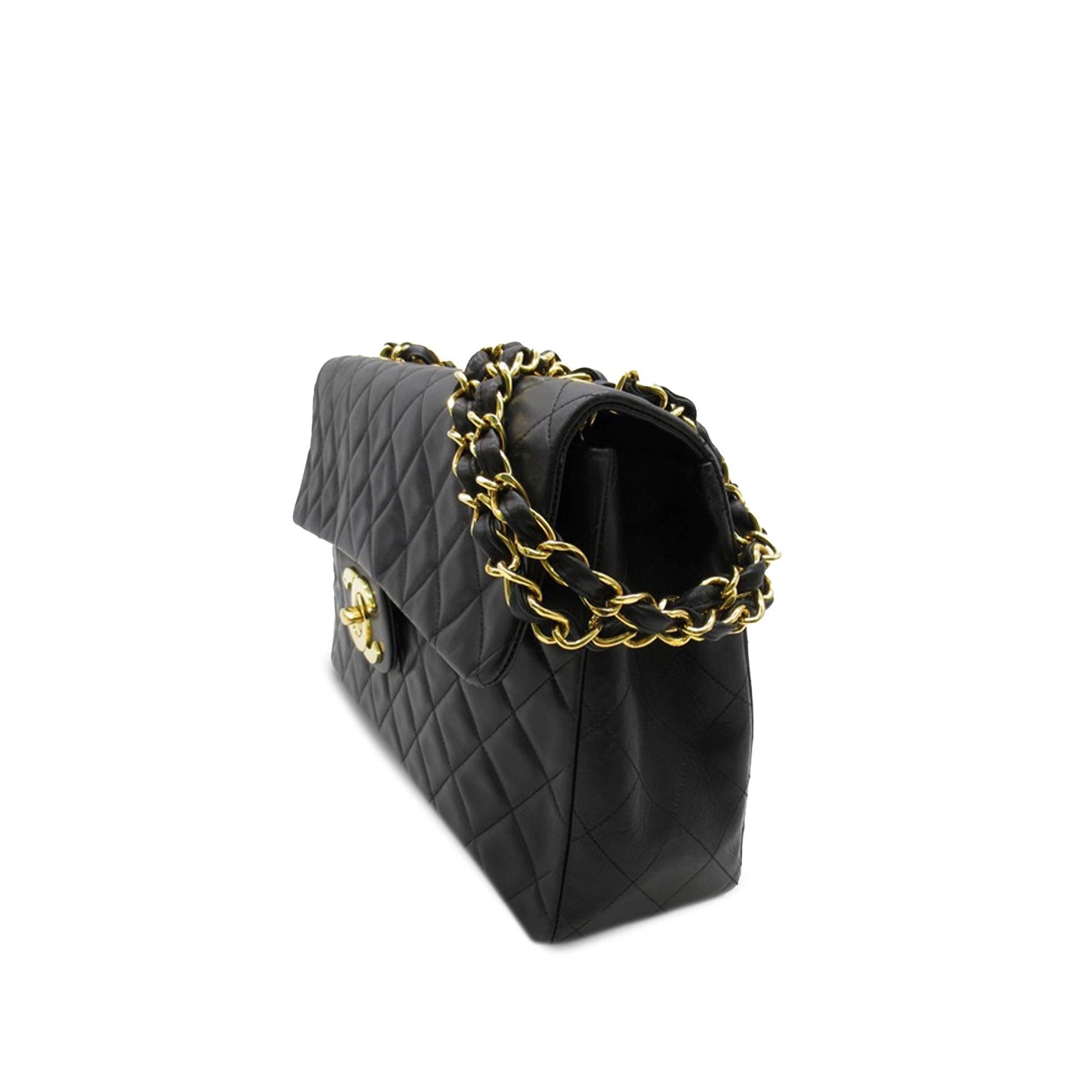 Chanel Jumbo XL Classic Lambskin Maxi Single Handbag Shg Ye27Fd