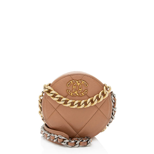 Chanel Lambskin 19 Round SHF-p9Azmt Clutch Bag
