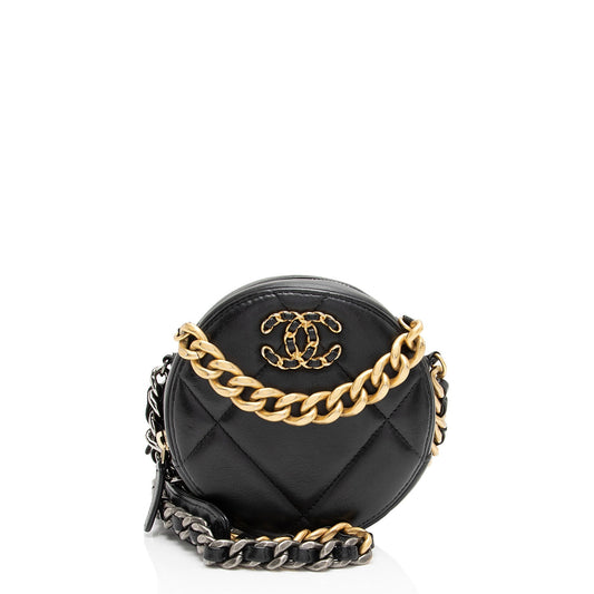 Chanel Lambskin 19 Round Clutch Bag