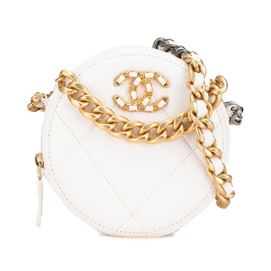 Chanel Lambskin 19 Round Clutch Bag