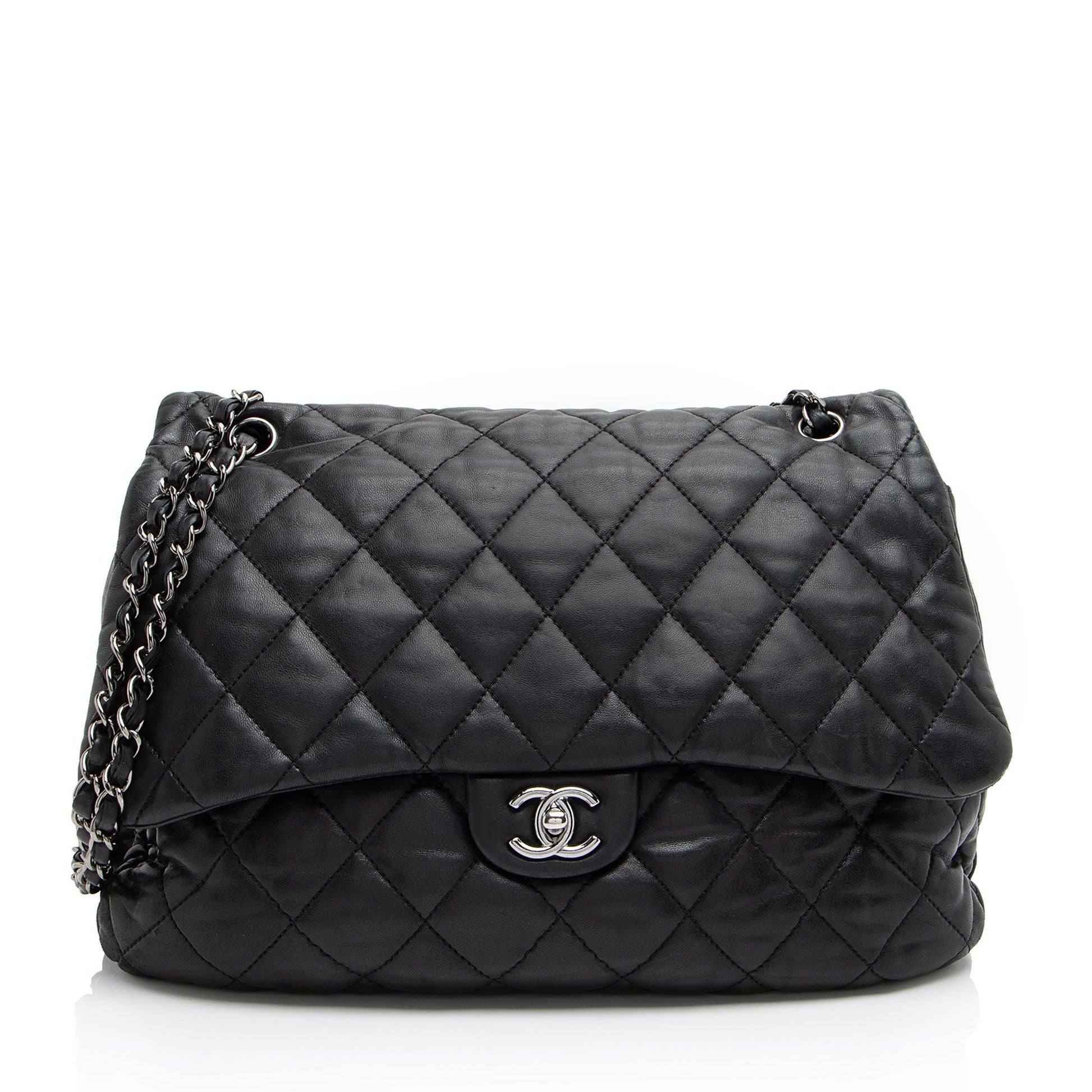 Chanel Lambskin 3 Accordion Maxi Flap Shoulder Bag
