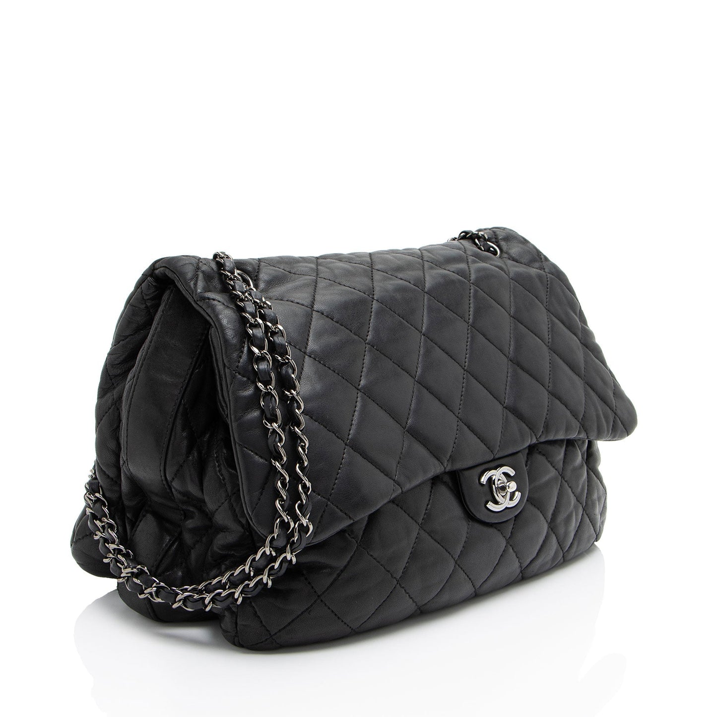 Chanel Lambskin 3 Accordion Maxi Flap Shoulder Bag