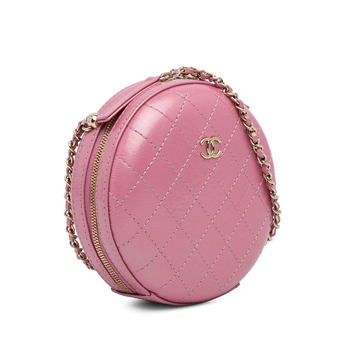 Chanel Lambskin CC Round Crossbody Bag Chain Crossbody