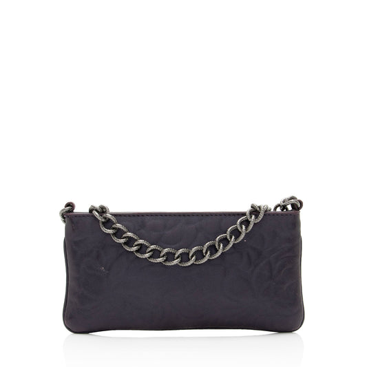 Chanel Lambskin Camellia Pochette Clutch Bag