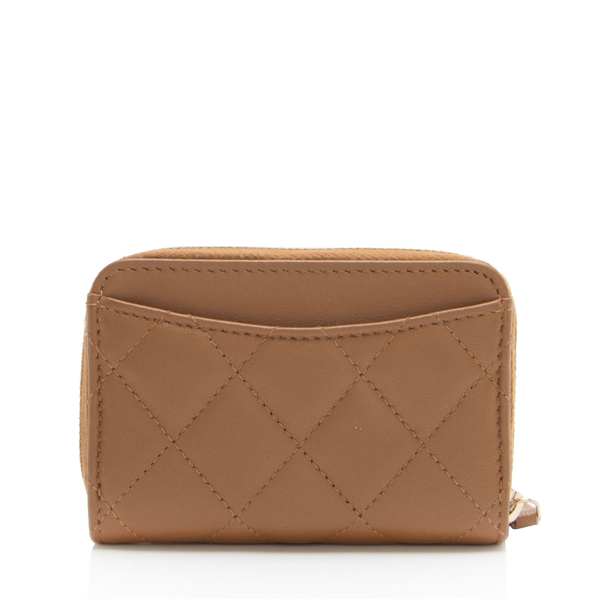 Chanel Lambskin CC Zip Around Coin Purse Wallet Case