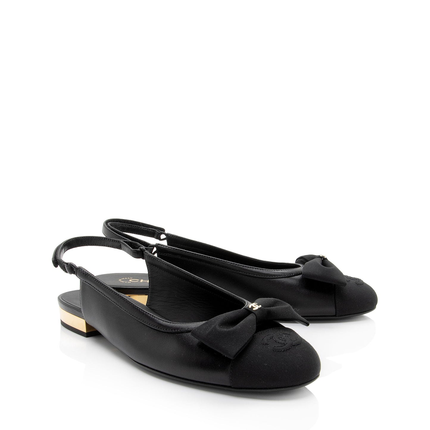 Chanel Lambskin Grosgrain Bow CC Captoe Slingback Hat