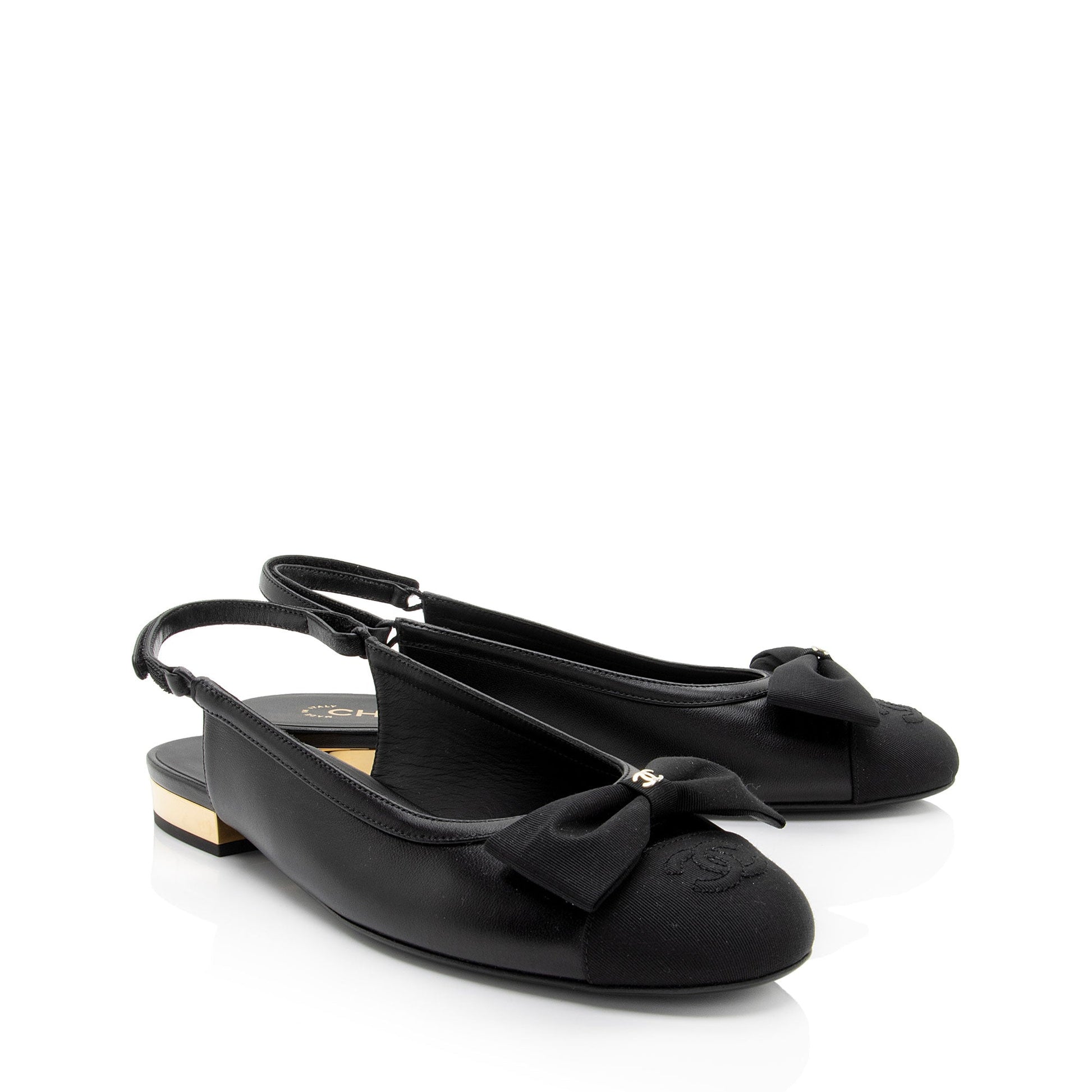 Chanel Lambskin Grosgrain Bow CC Captoe Slingback Hat