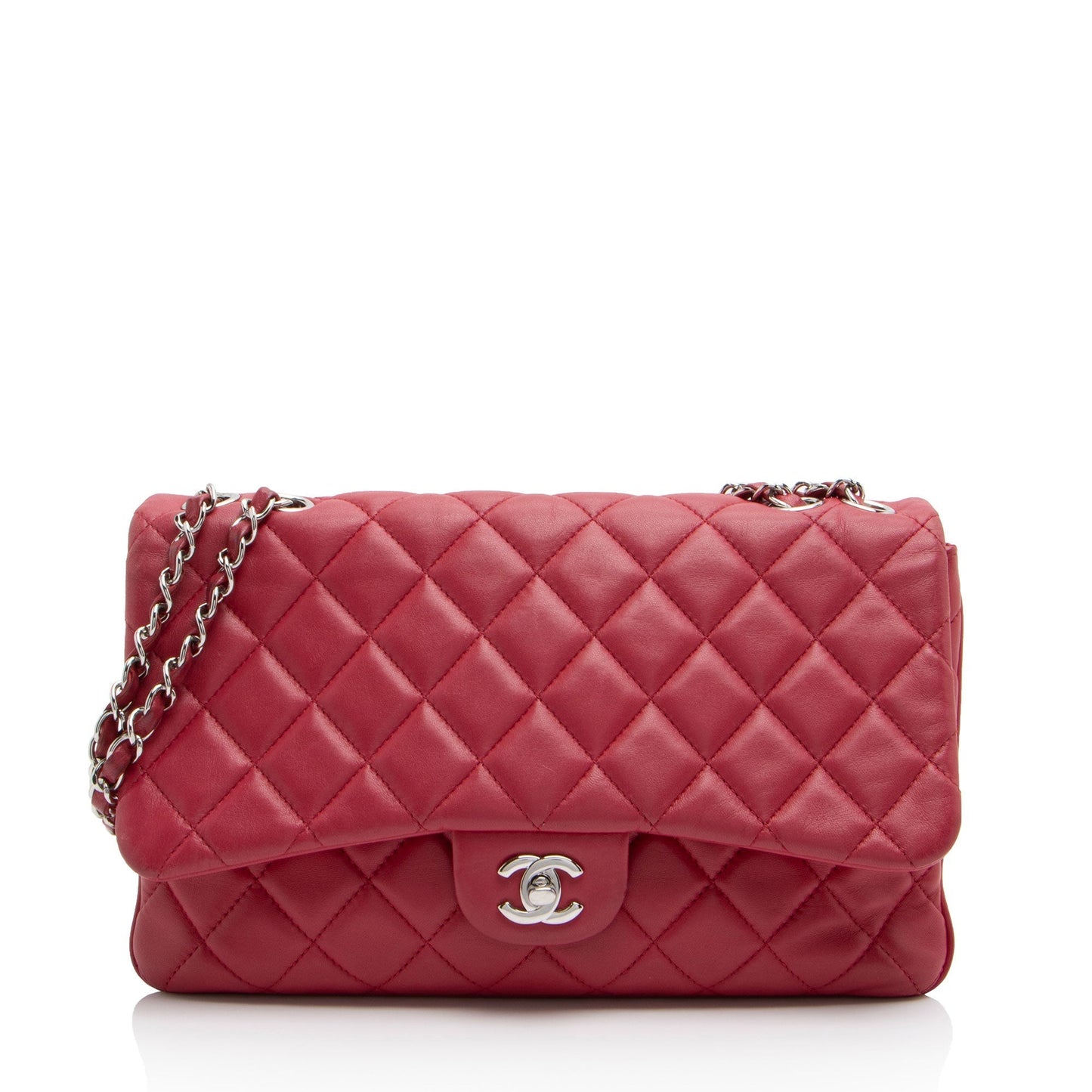Chanel Lambskin Jumbo 3 Accordion Flap Shoulder Bag