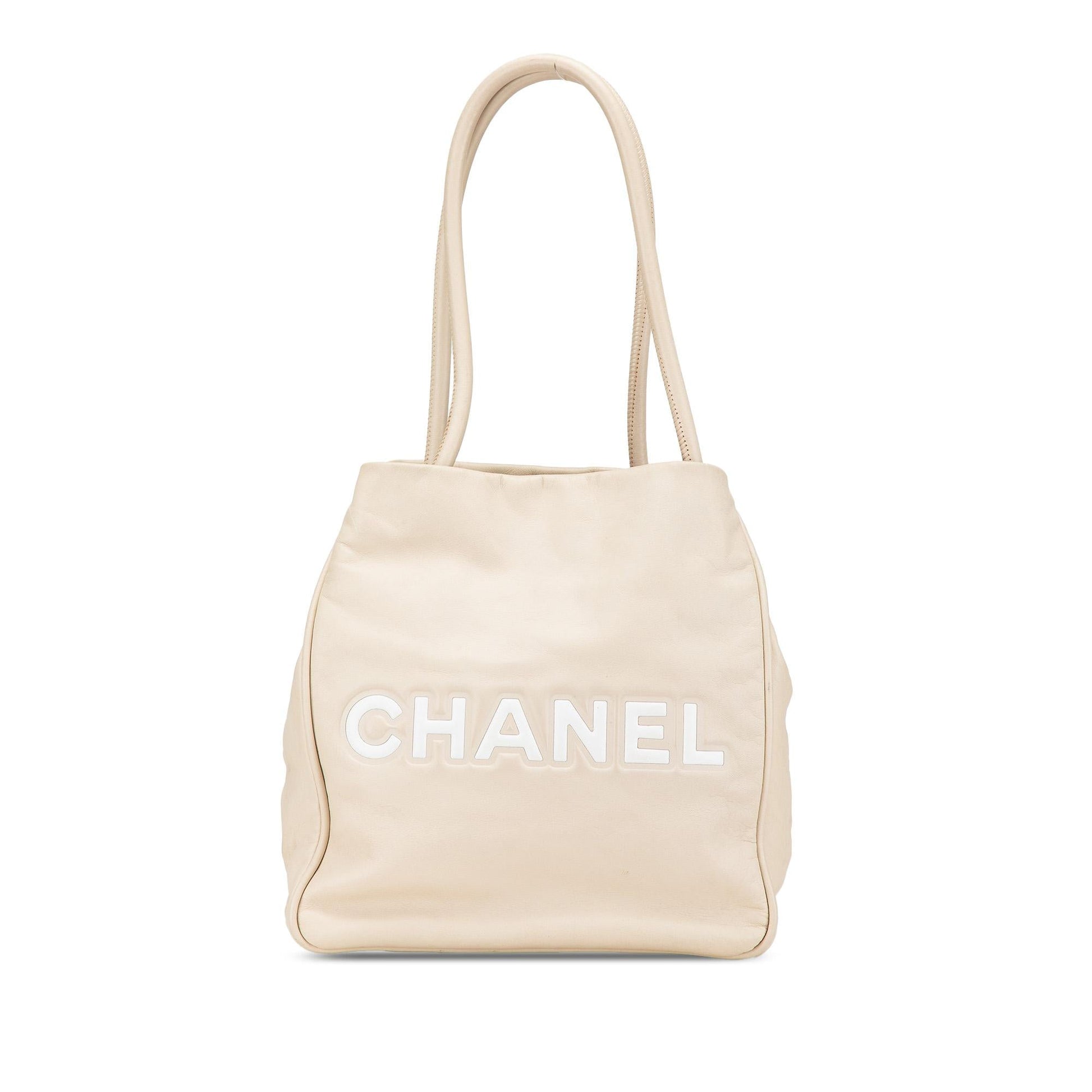 Chanel Lambskin Logo Camellia Tote Bag