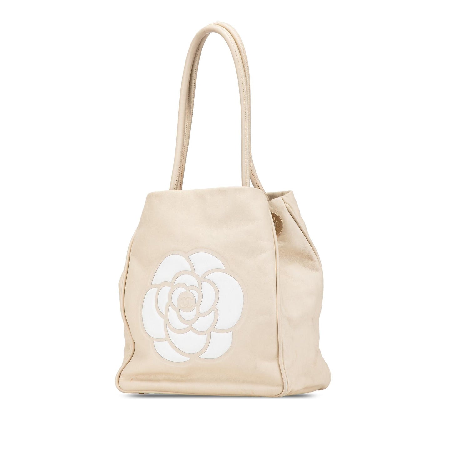 Chanel Lambskin Logo Camellia Tote Bag