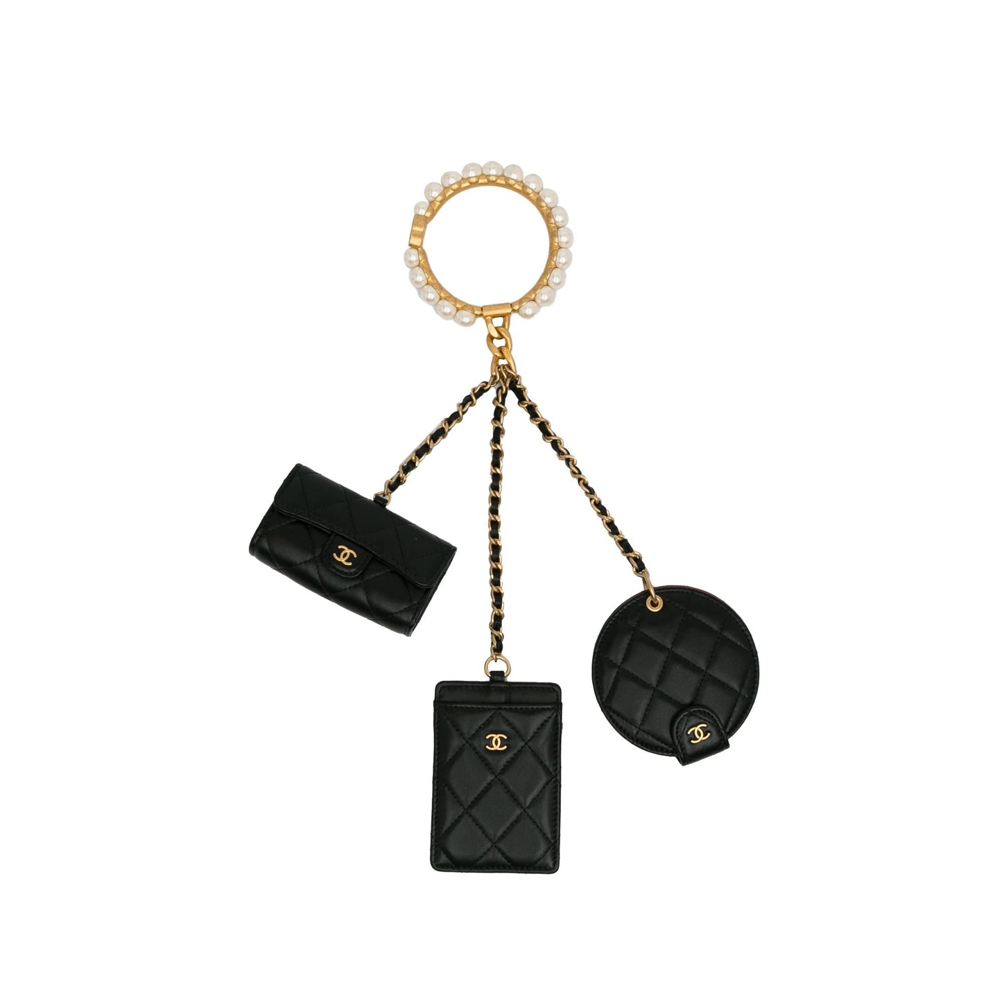 Chanel Lambskin Pearl Crown CC Wristlet Multi Handbag Shg Znqxol