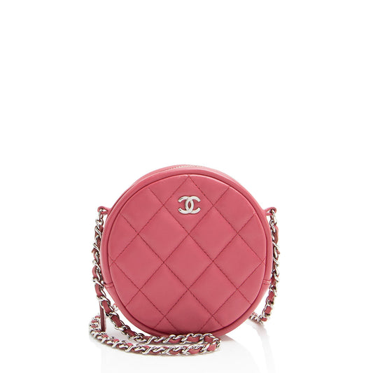 Chanel Lambskin Round Clutch Bag