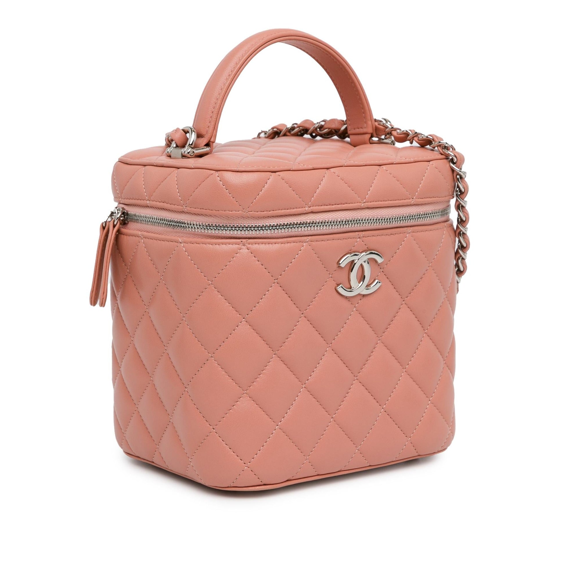 Chanel Lambskin Top Handle Vanity Case with (SHG-hn Denim Mini Jewelry