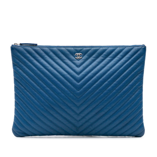Chanel CC Chevron Caviar O Clutch Bag