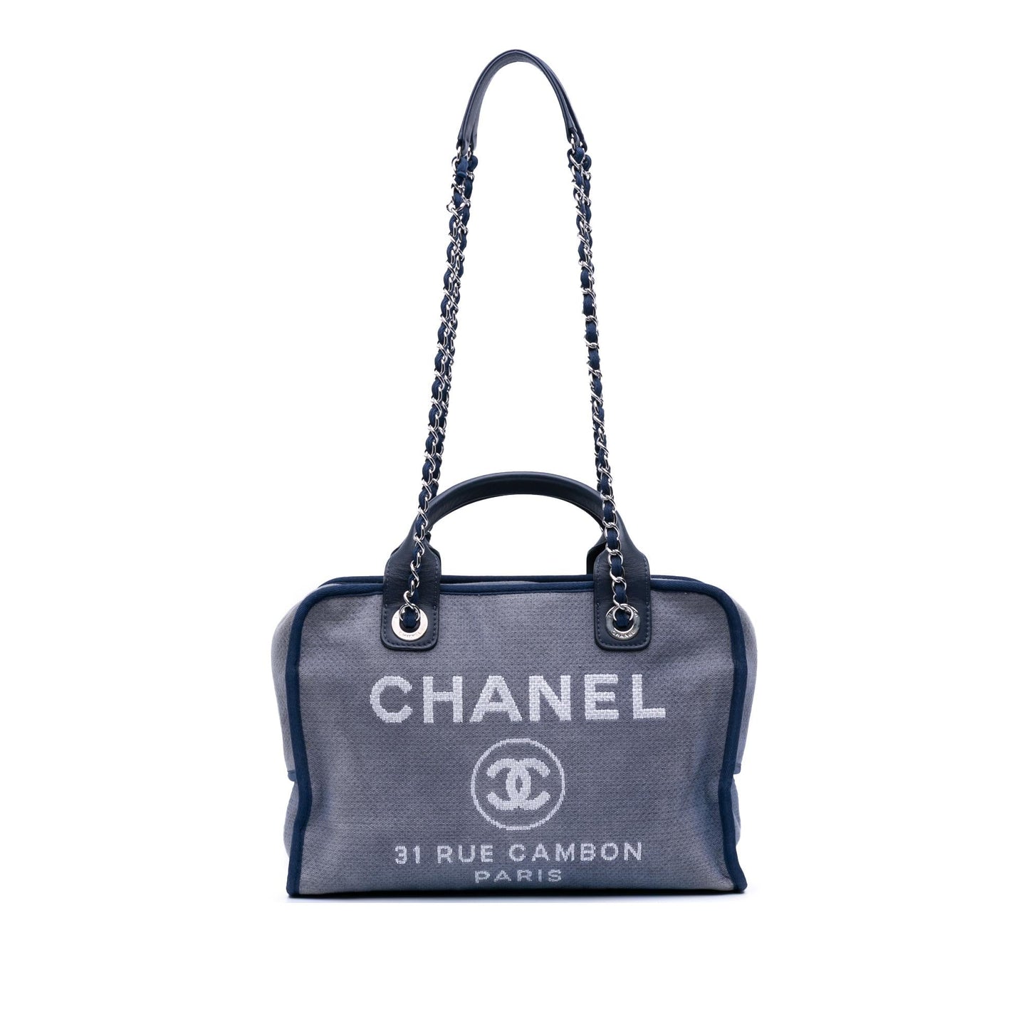 Chanel Denim Deauville Bowling Handbag Bag 1
