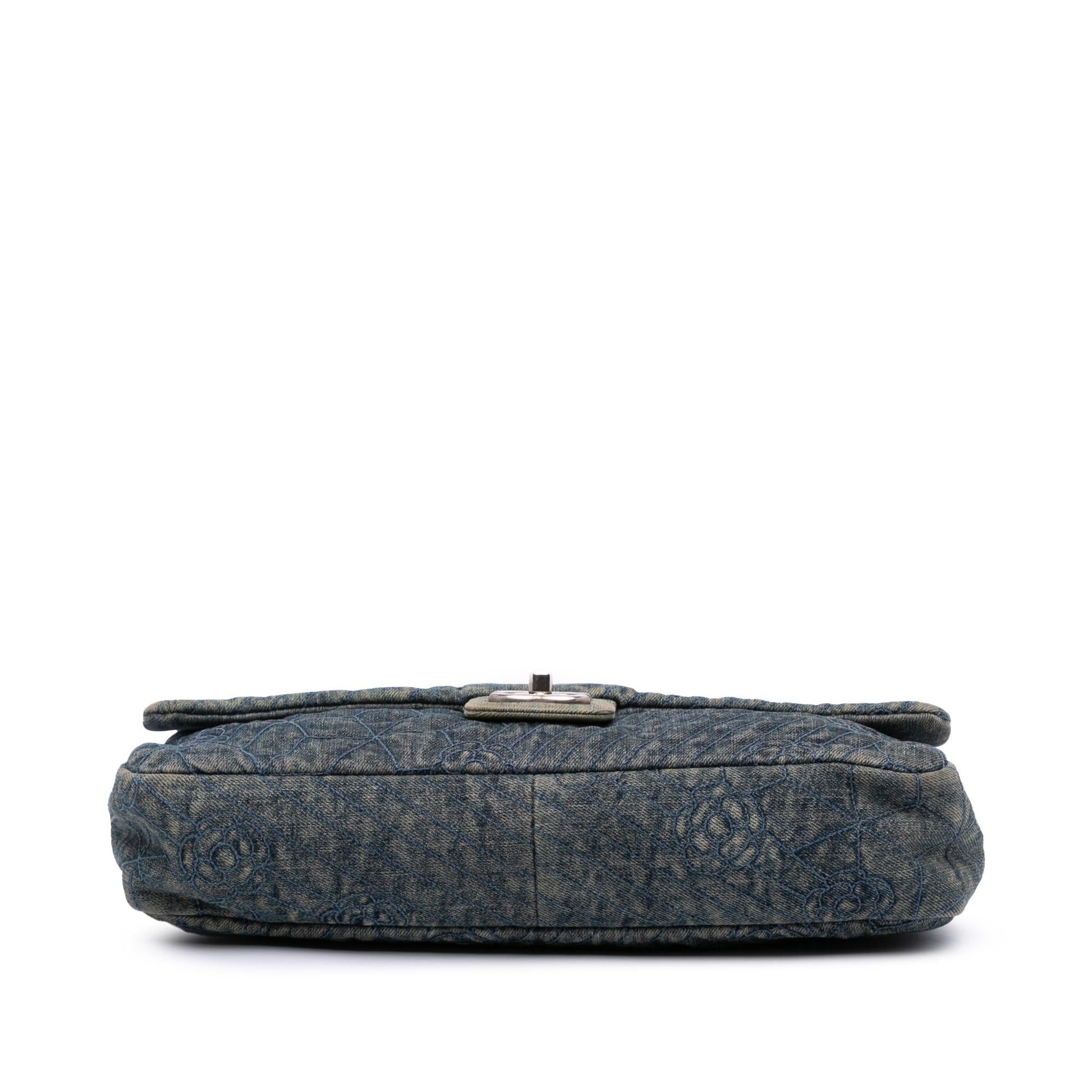 Chanel Embroidered Denim Camellia Flap Handbag Flap 1