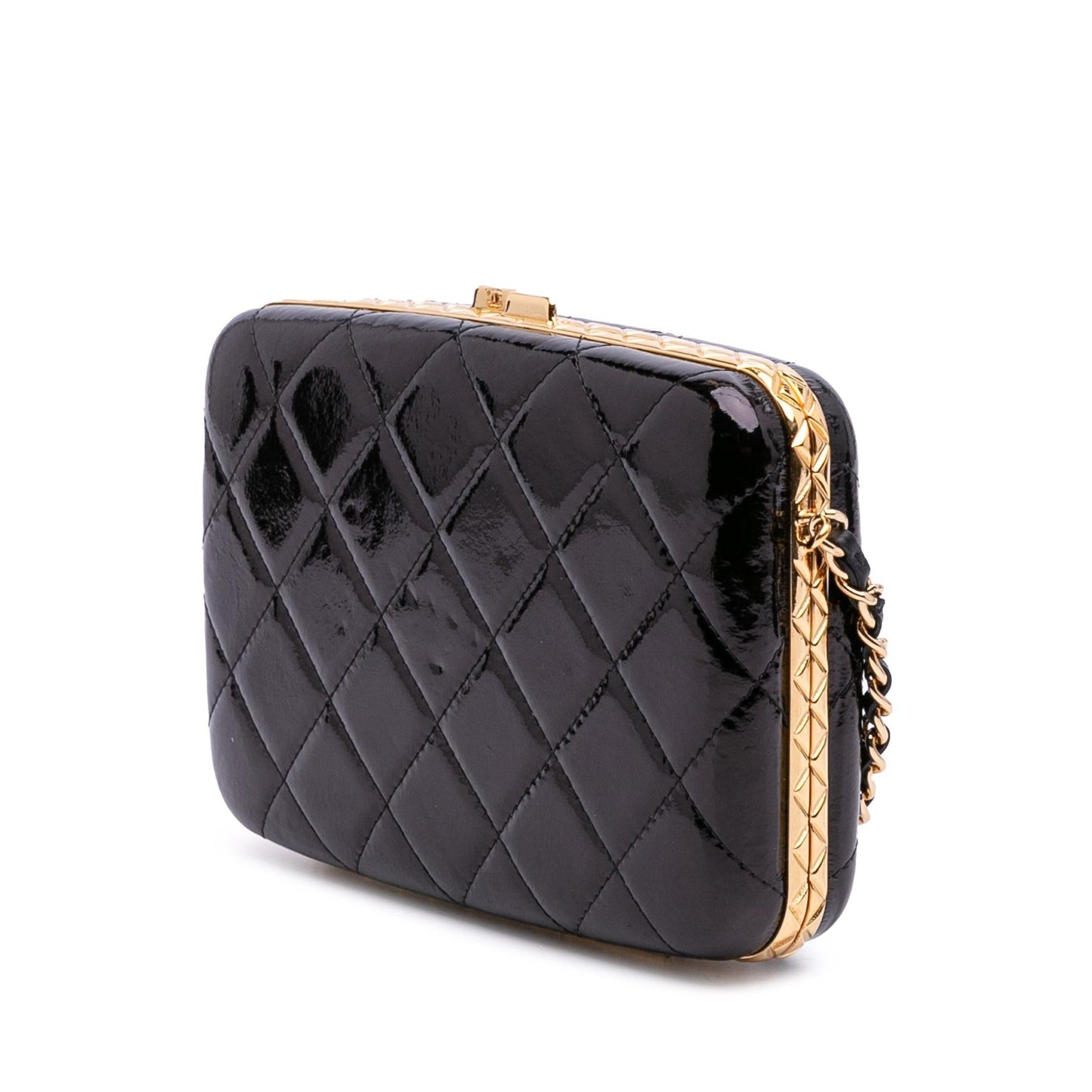Chanel Glazed Goatskin Box Handbag With Chain