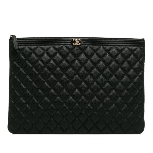 Chanel Quilted Caviar Boy O SHG-AMsEwy Clutch Bag