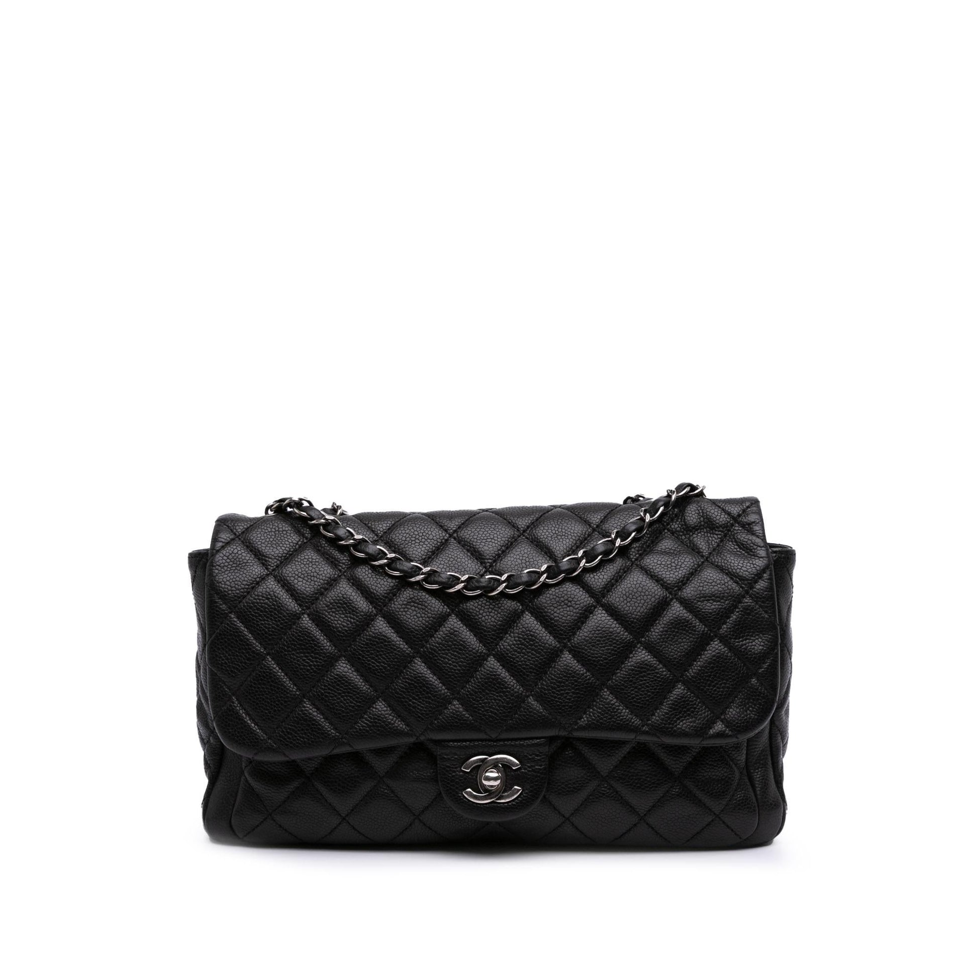 Chanel Quilted Caviar Now Forever Flap Handbag