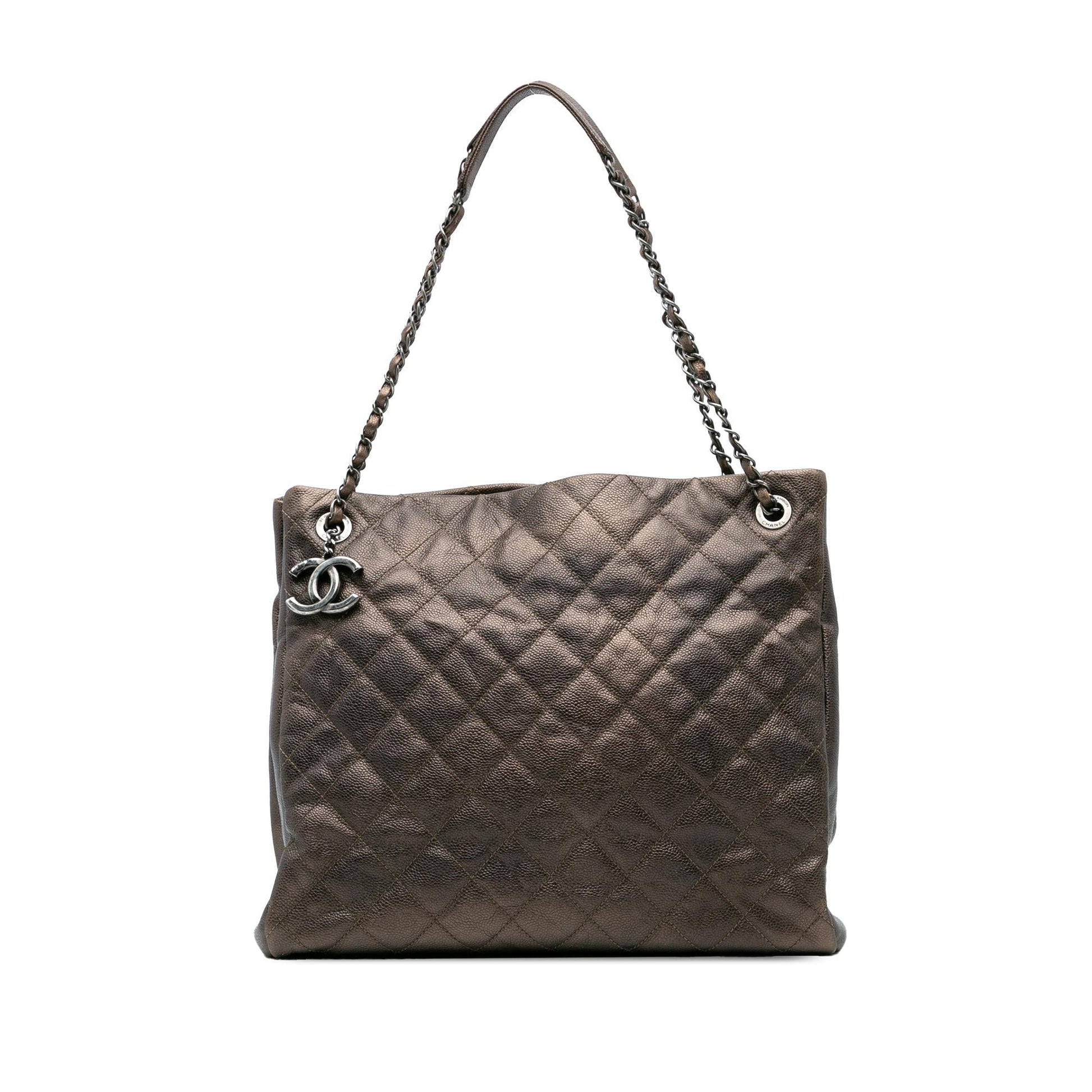 Chanel Quilted Iridescent Caviar Chic Tall Shopping Tote Bag