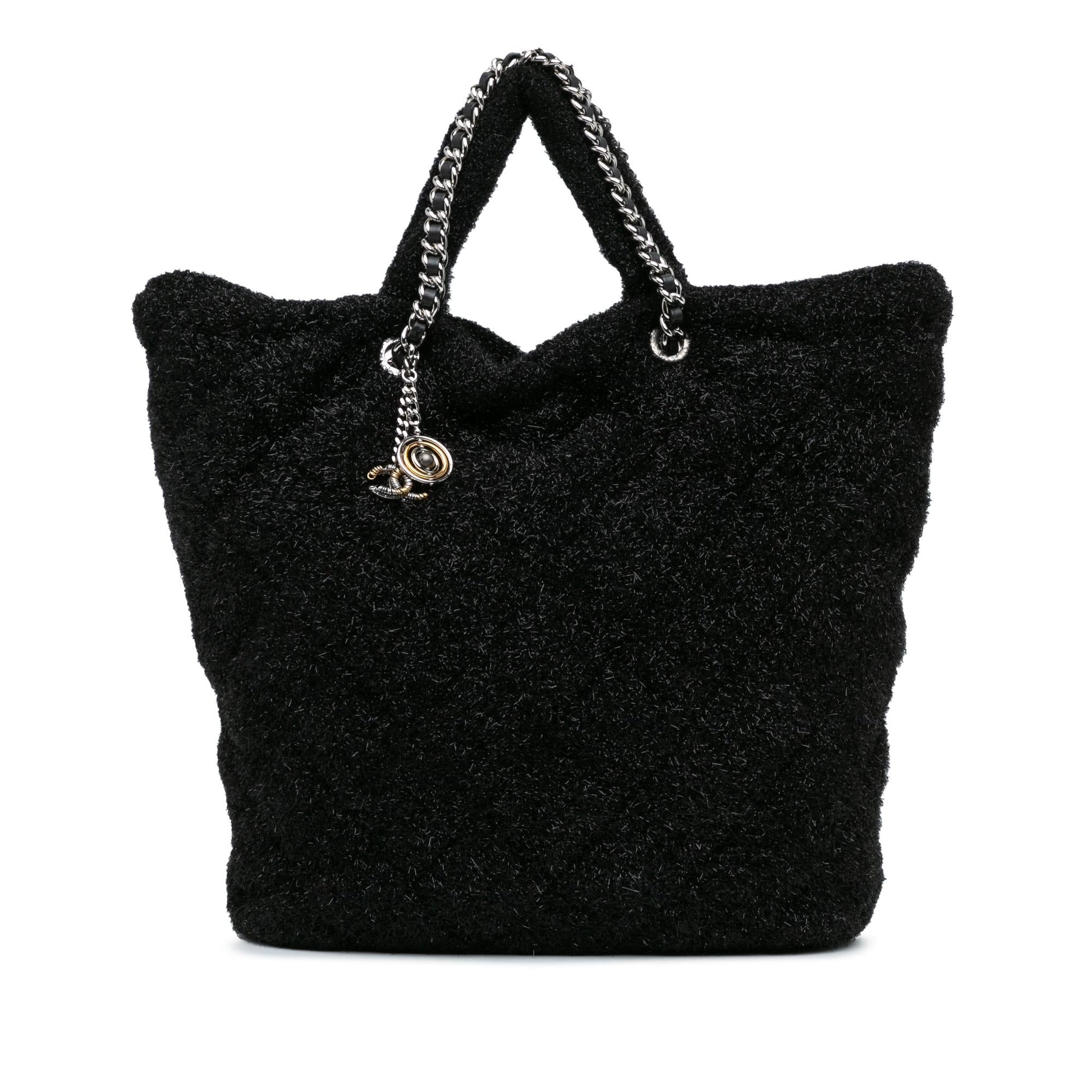 Chanel Quilted Knit Pluto Glitter Satchel Bag Glitter Satchel