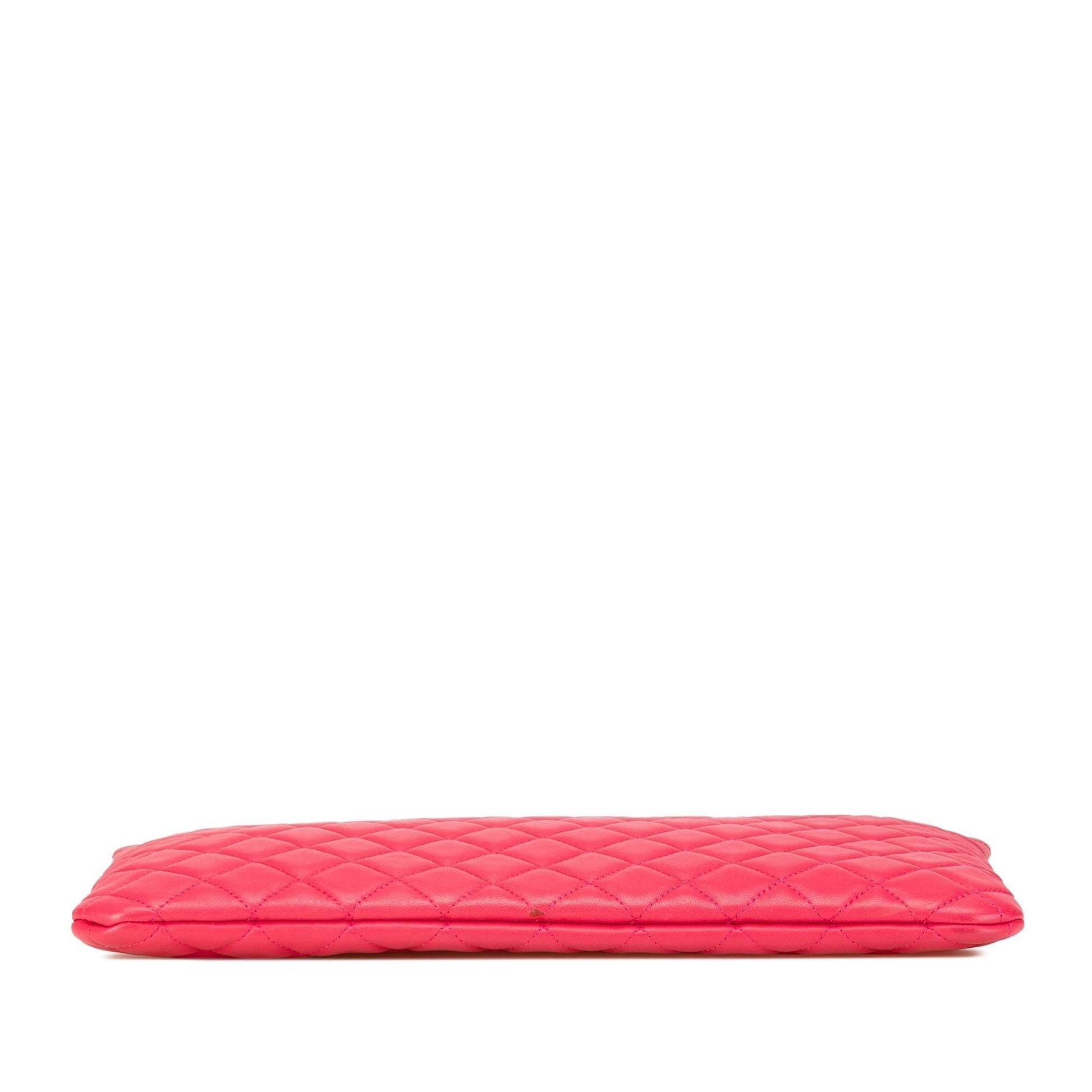 Chanel Quilted Lambskin O Clutch Bag