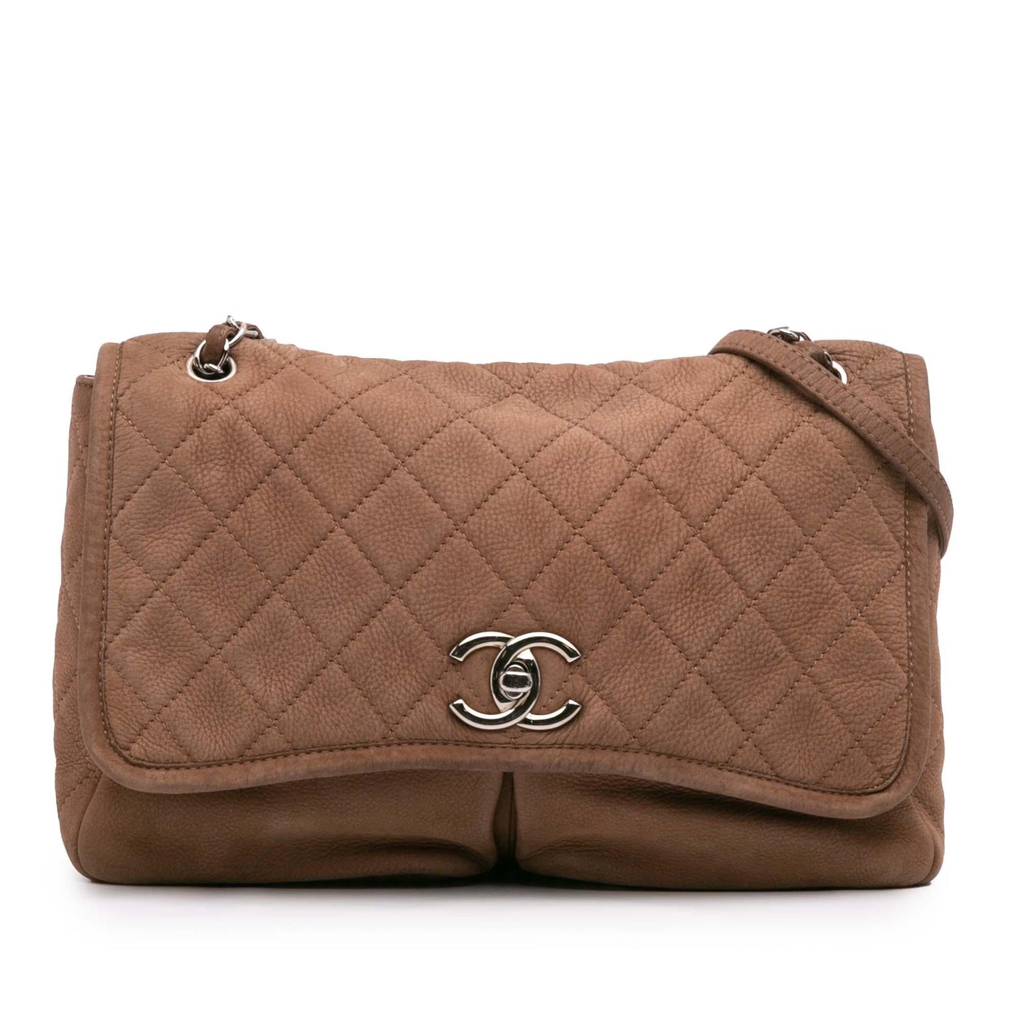 Chanel Quilted Nubuck Natural Beauty Split Pocket Handbag Pocket Flap