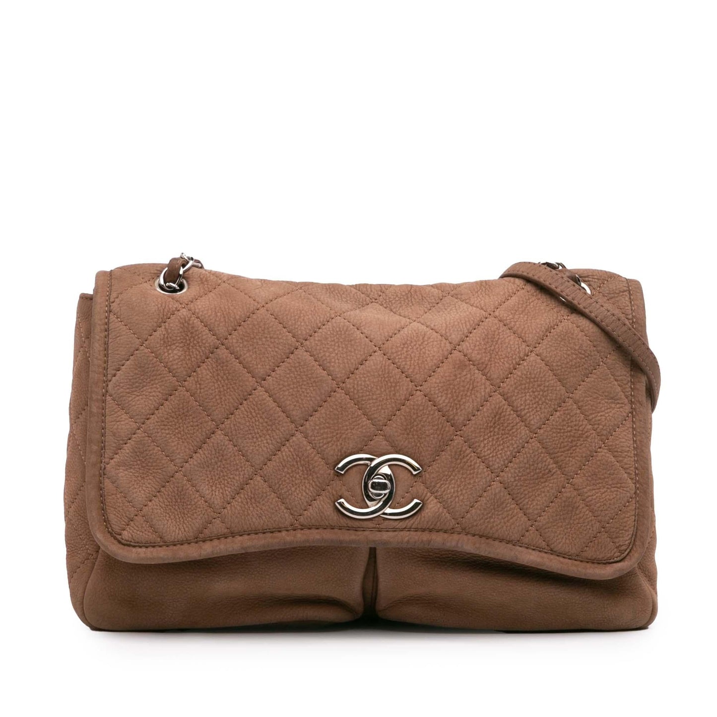 Chanel Quilted Nubuck Natural Beauty Split Pocket Handbag Pocket Flap