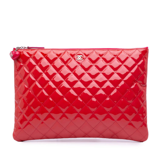 Chanel Quilted Patent O Clutch Bag