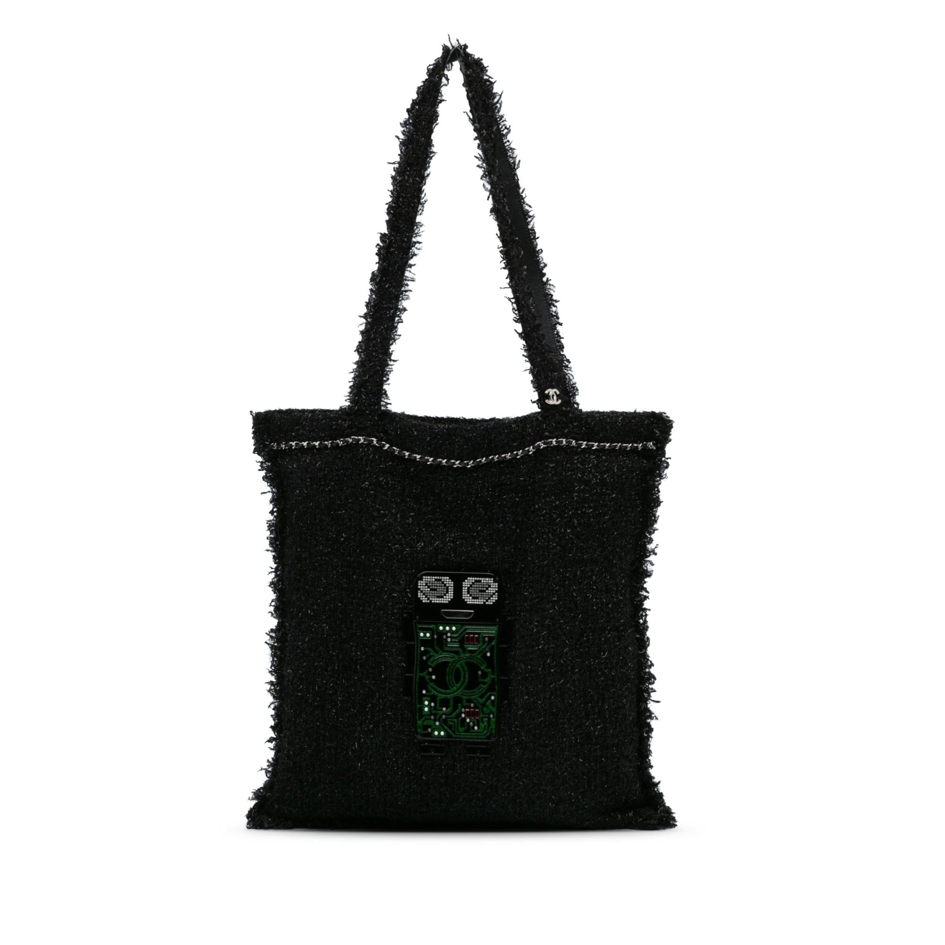 Chanel Resin Embellished Tweed Robot Shopping Tote Bag Tote 1