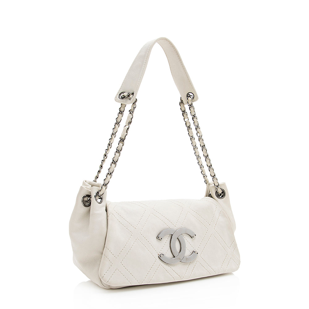 Chanel Diamond Stitched Accordion Flap SHF Leather Shoulder Bag