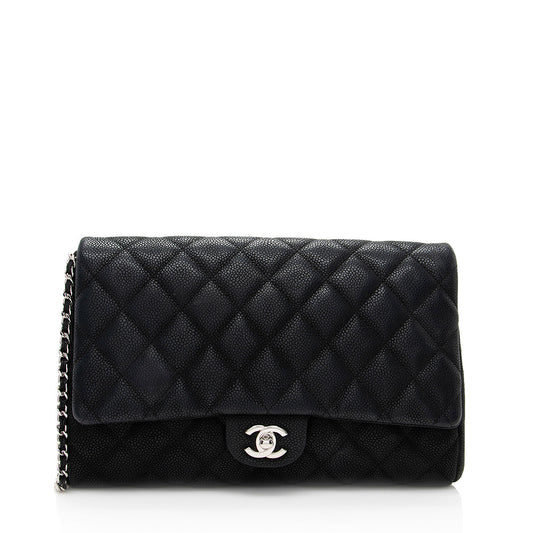 Chanel Matte Caviar Flap SHF Leather Clutch Bag